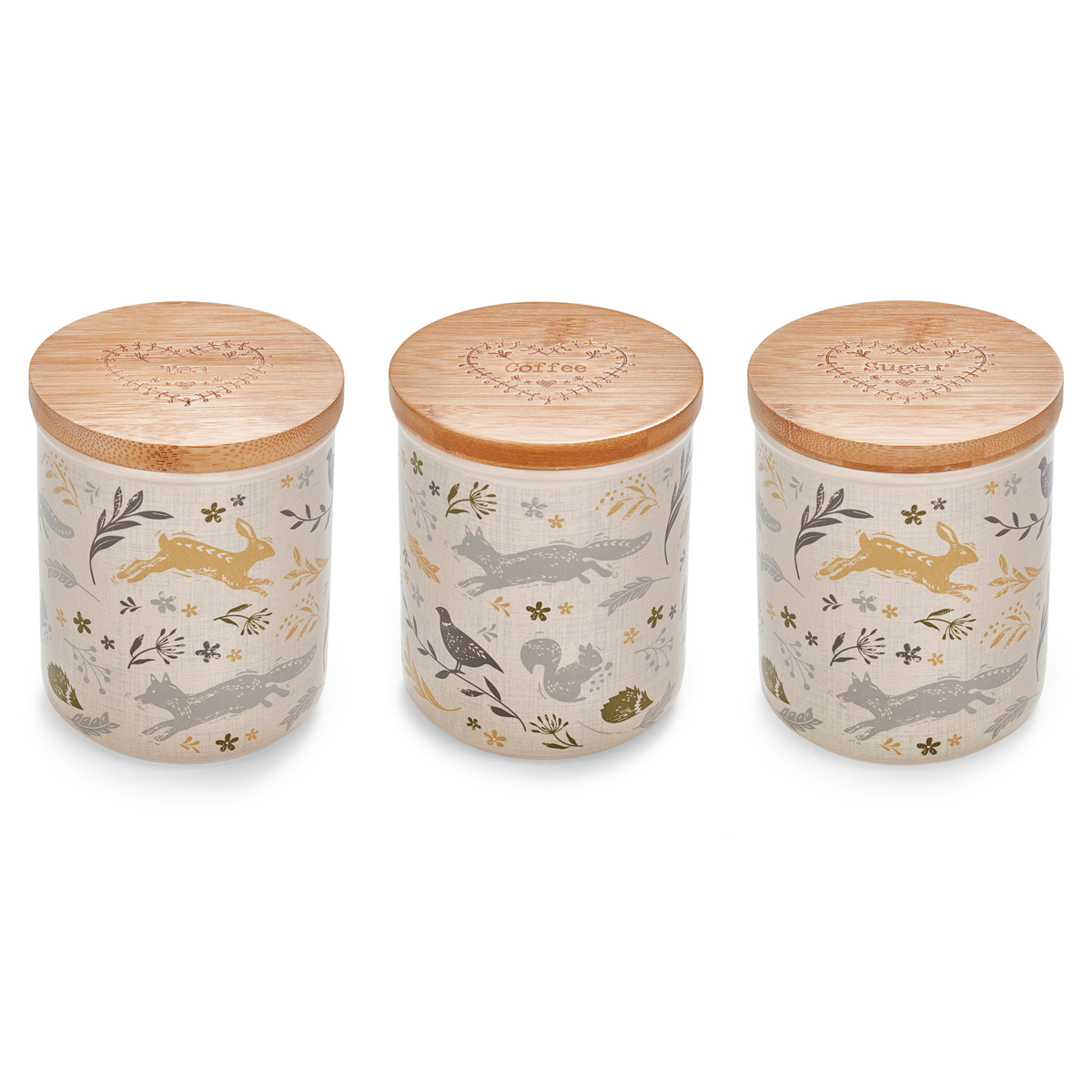 Cooksmart Woodland Ceramic Tea Coffee Sugar Canisters Kitchen Storage Animals 657258522046 eBay