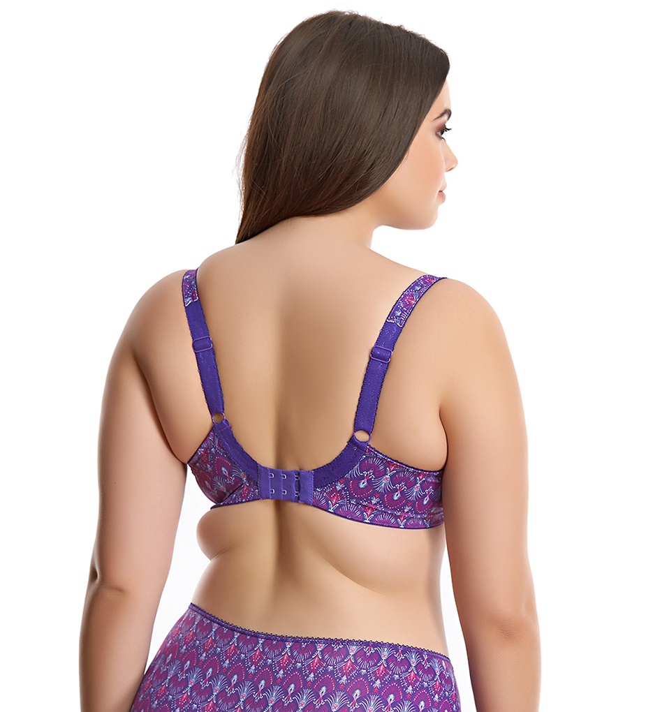 Elomi Lyndsey UW Banded Bra #4120 UK Size F GG Iris Purple Fan Print New w//tag