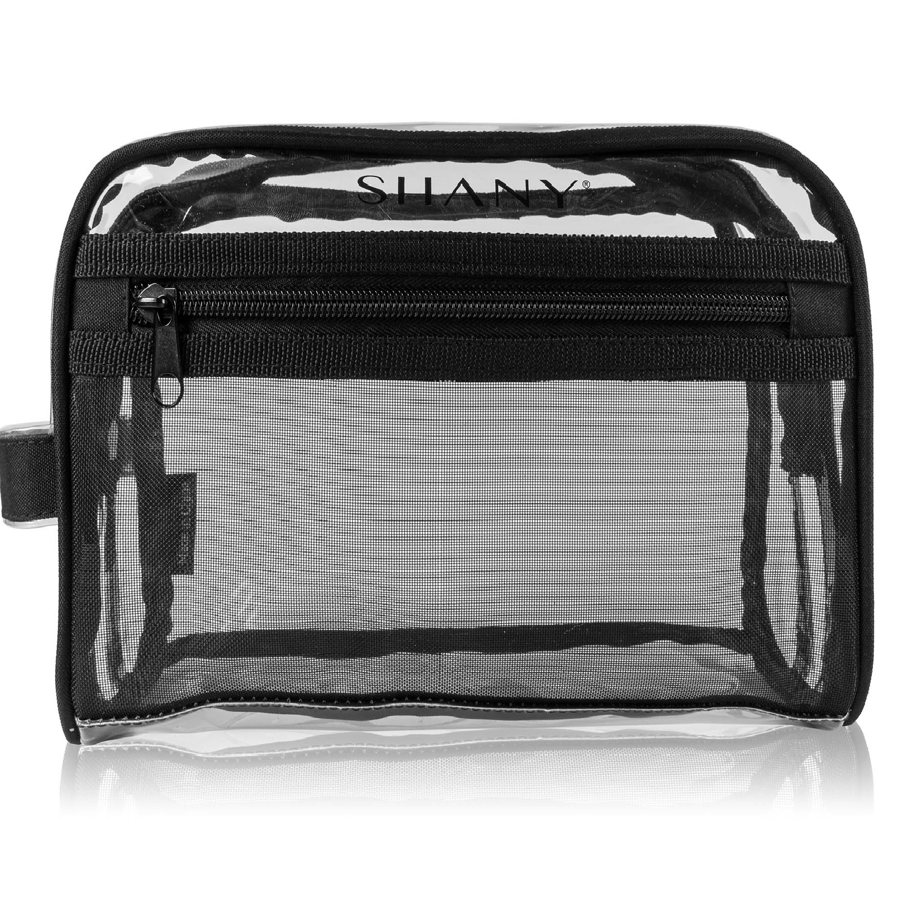 SHANY Clear Toiletry Makeup Bag and Nontoxic Travel Organizer – Black Mesh