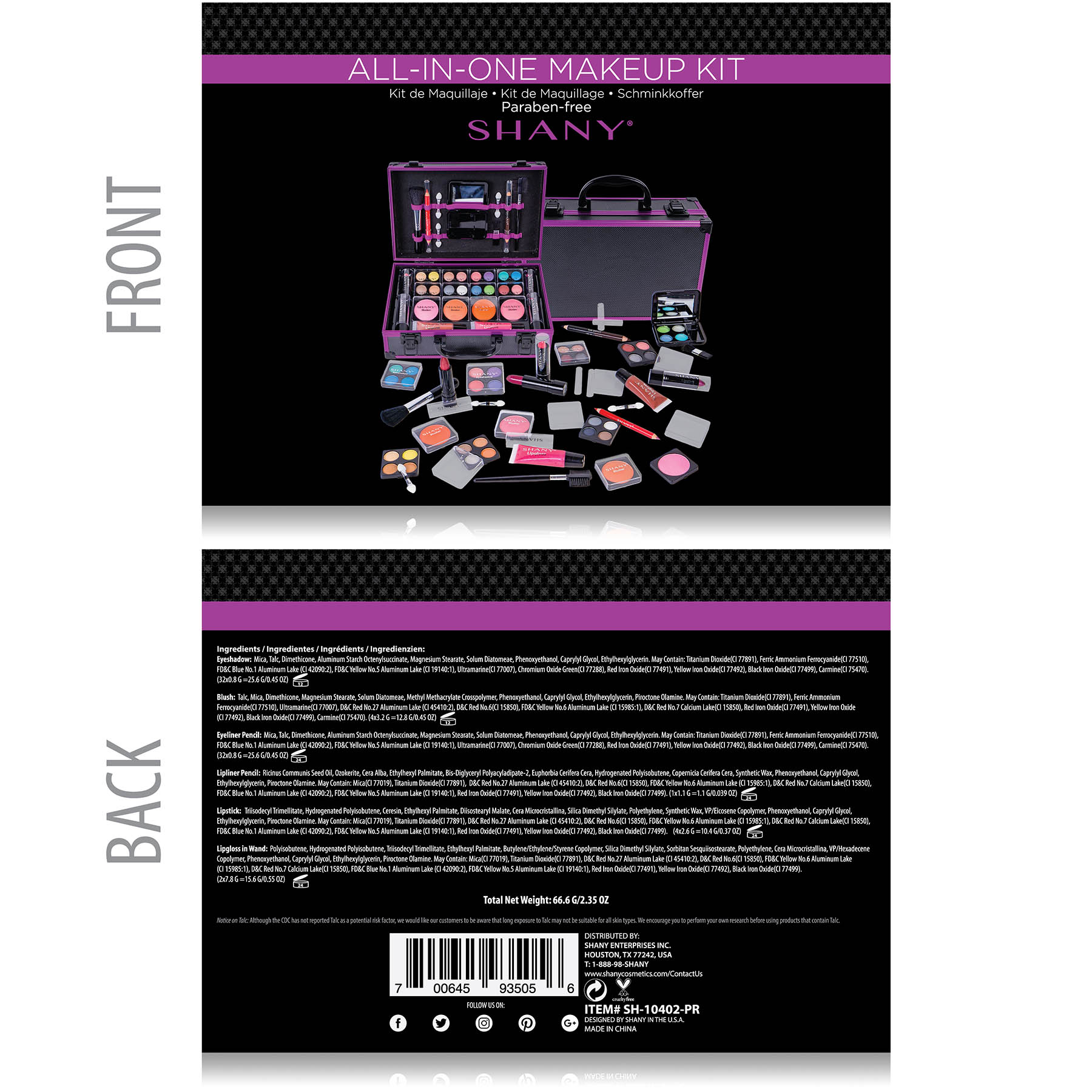 SHANY Carry All Makeup Train Case with Pro Makeup, Reusable Aluminum