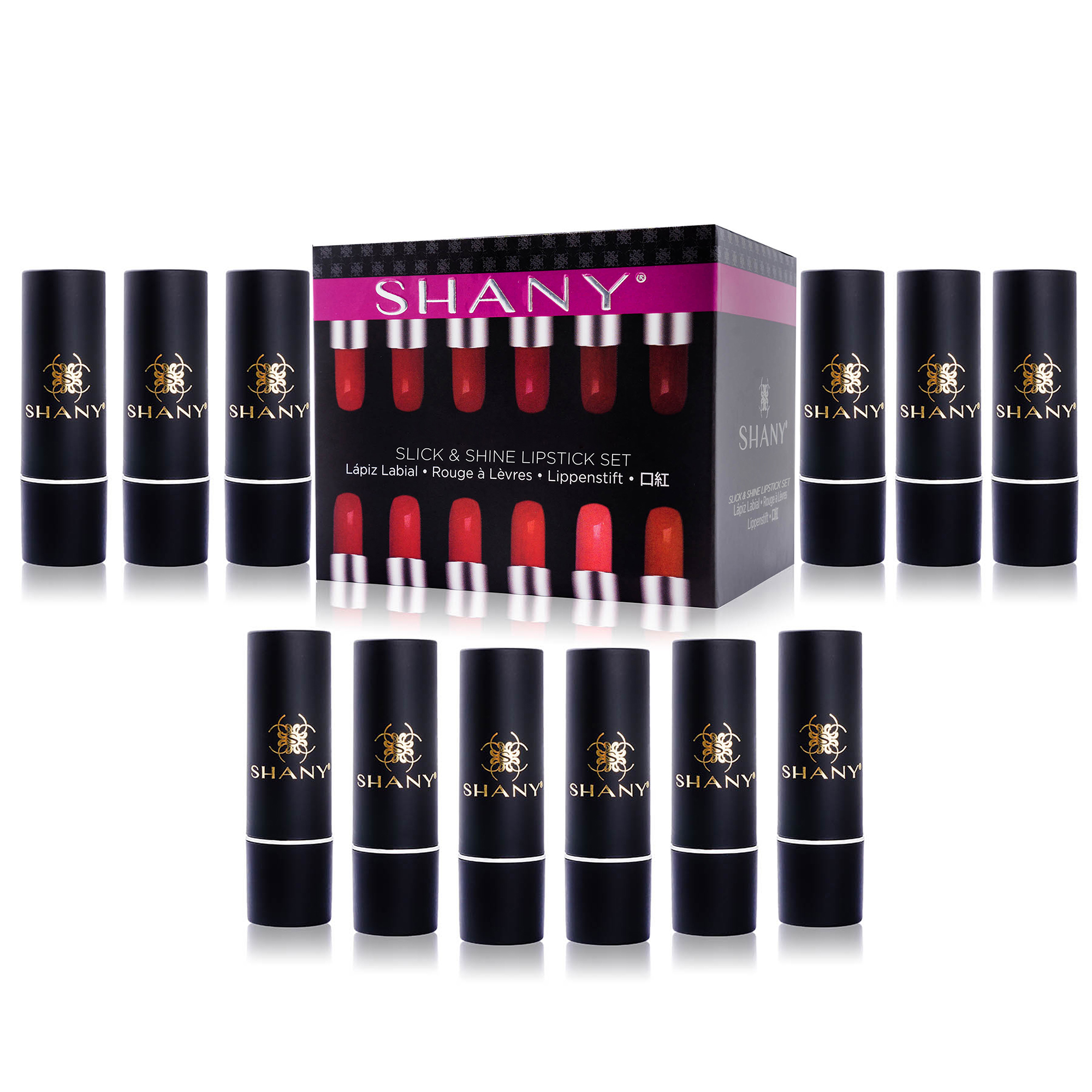 SHANY Slick and Shine Lipstick Set 12 Color Long Lasting Moisturizing Lipsticks