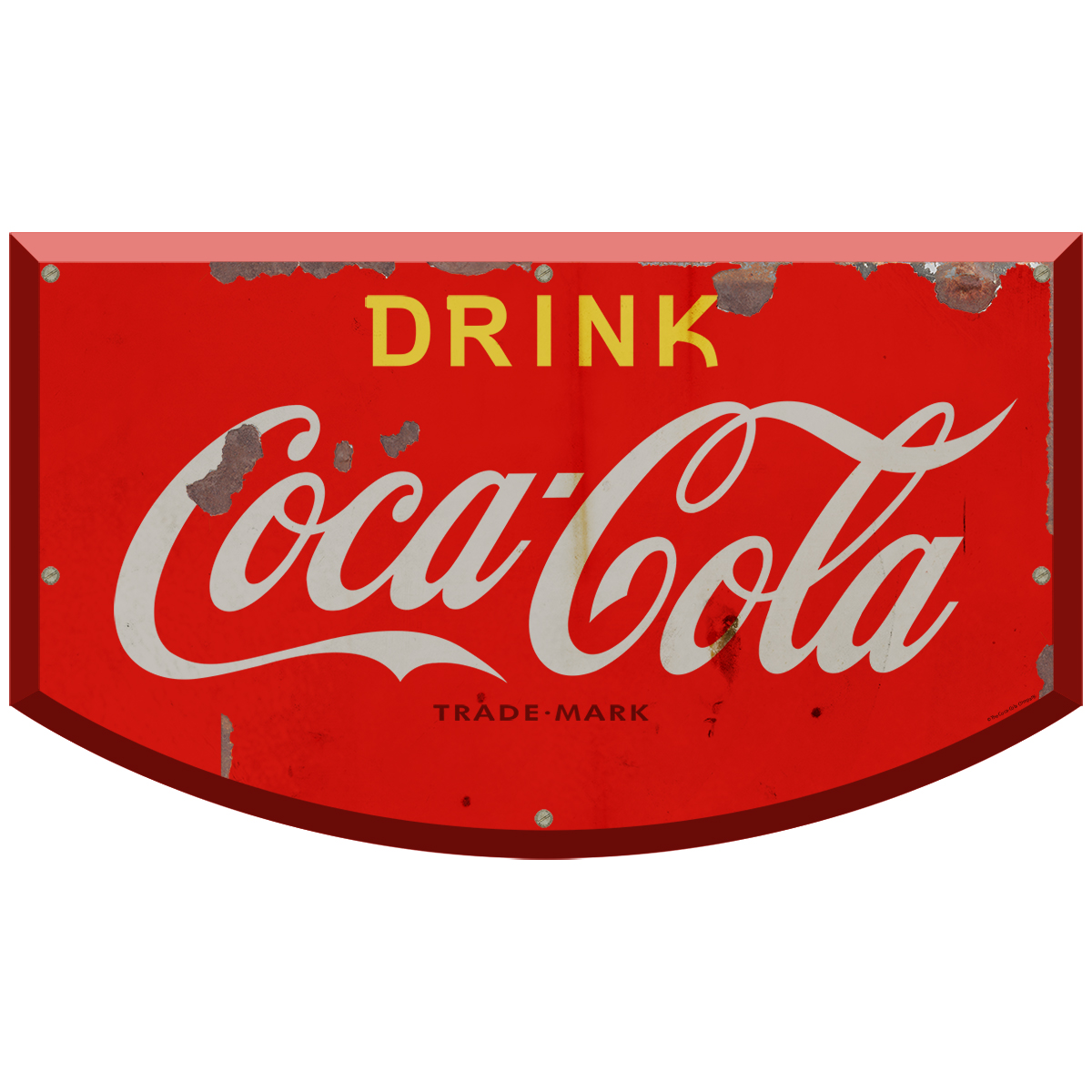 Drink Coca Cola Shield Decal 24 X 14 Embossed Look Distressed