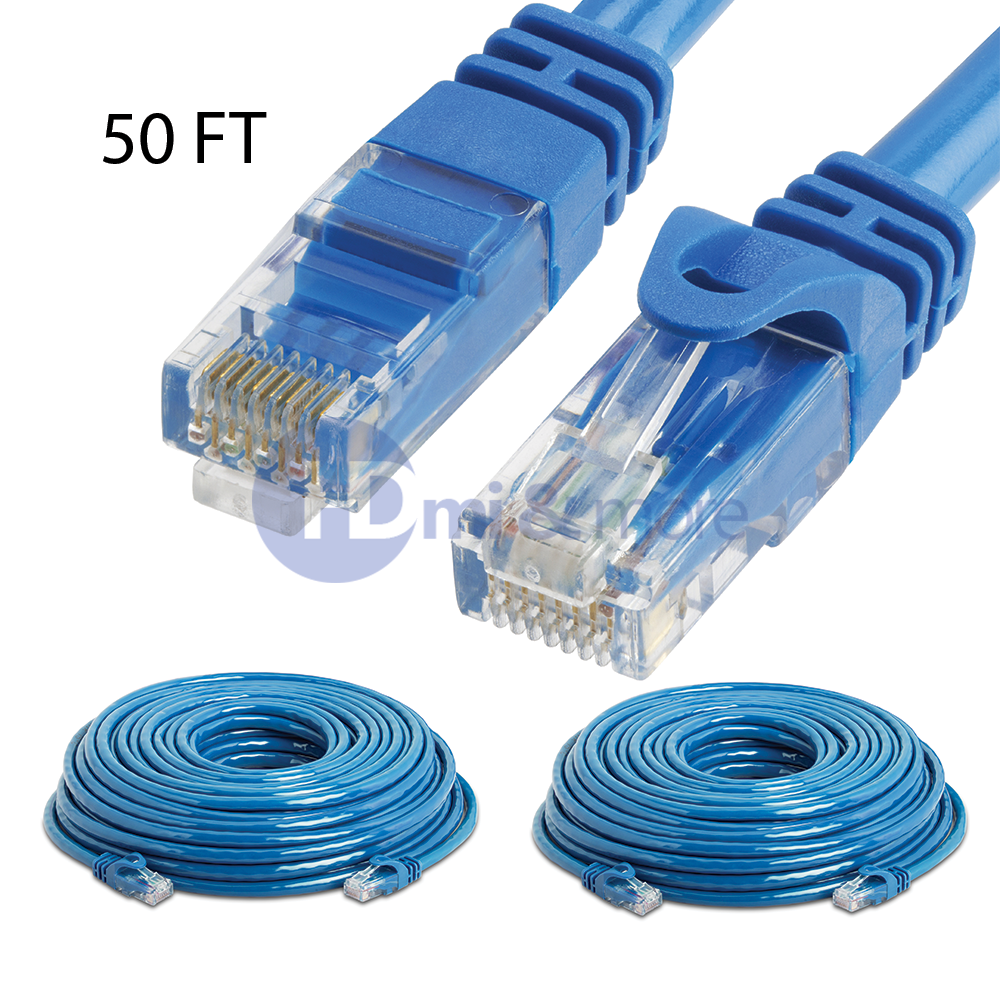 2x 50FT CAT5e Cable Ethernet Lan Network CAT5 RJ45 Patch Cord Internet Yellow