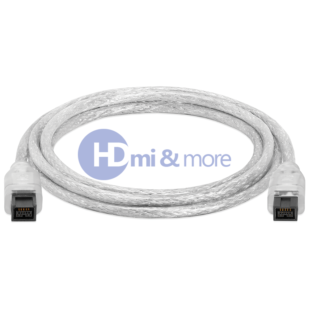 Cable 3/' FireWire 400 6-Pin IEEE 1394 iLink PC MAC DV 2-Pack Clear