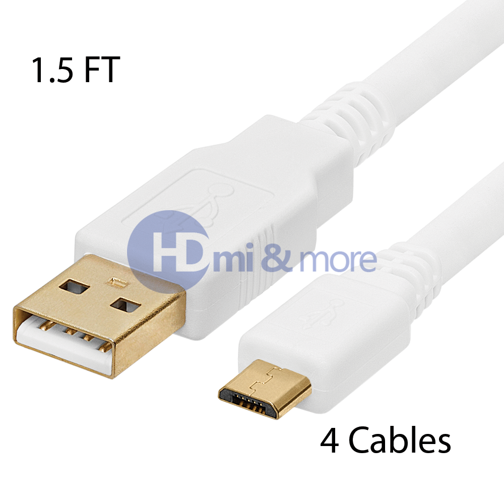 2x 1.5FT USB 2.0 A to Micro B Data Charger Cable 1.5 FT 5 PIN Micro USB Cable