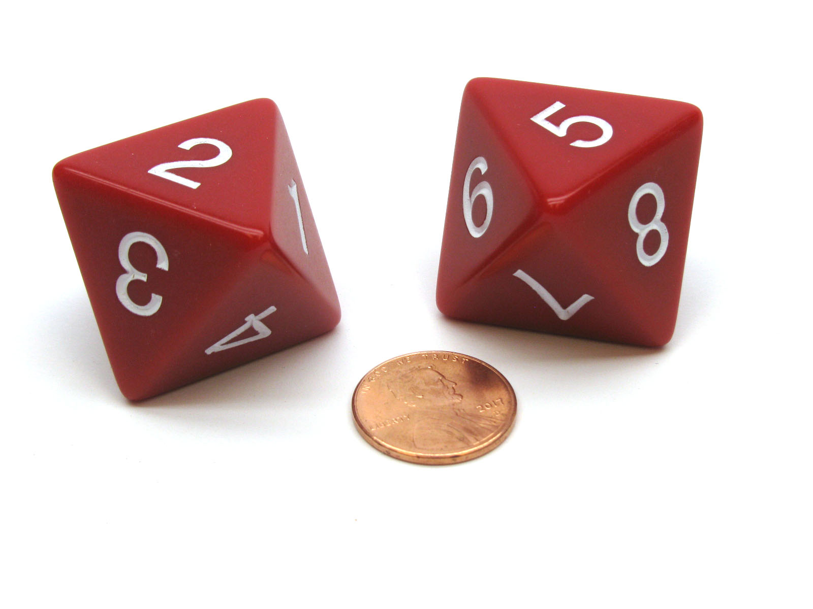 Pack of 2 D8 Opaque Jumbo Dice Red with White Numbers eBay