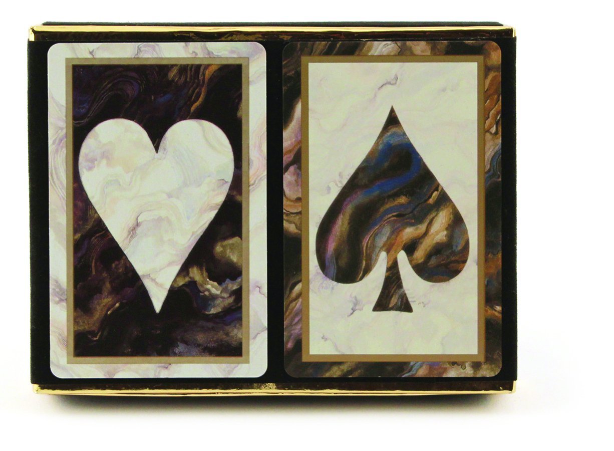 Congress Black Marble Jumbo Index Bridge Playing Cards 2 Deck Set