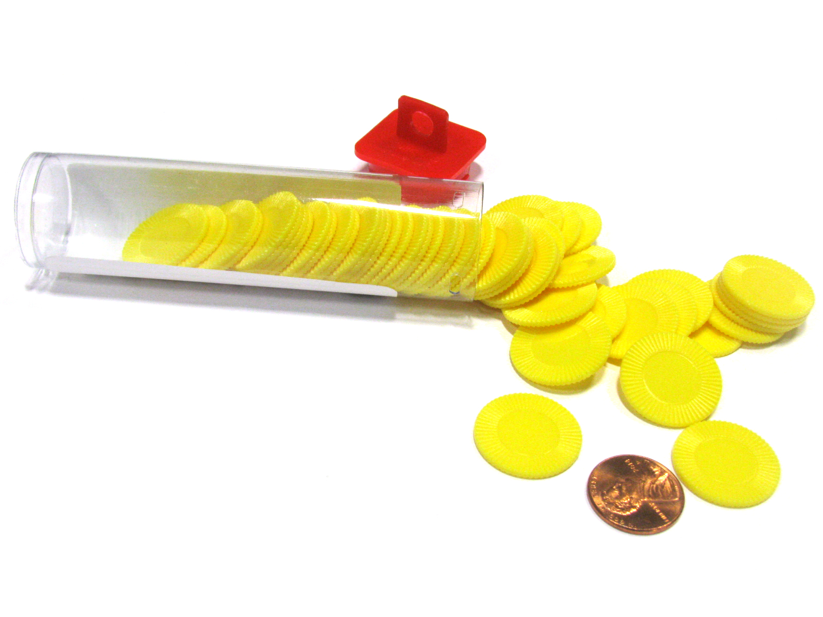 Set of 50 7/8" Easy Stacking Plastic Mini Playing Poker Chips Yellow
