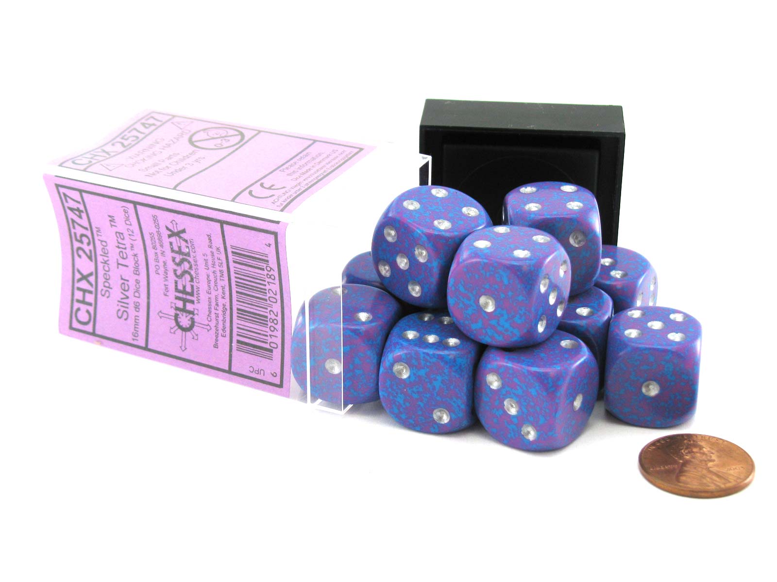 Chessex Speckled Silver Tetra 16mm D6 Dice Block 12 Chessex Speckled Silver Tetra 16mm D6 Dice Block 12