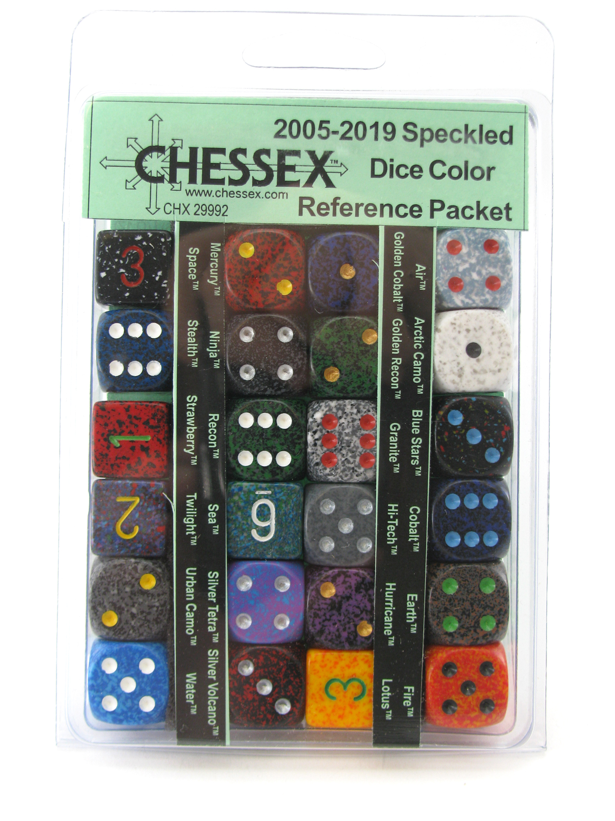 Chessex Speckled Dice Color Reference Packet 24 Various Colored Dice