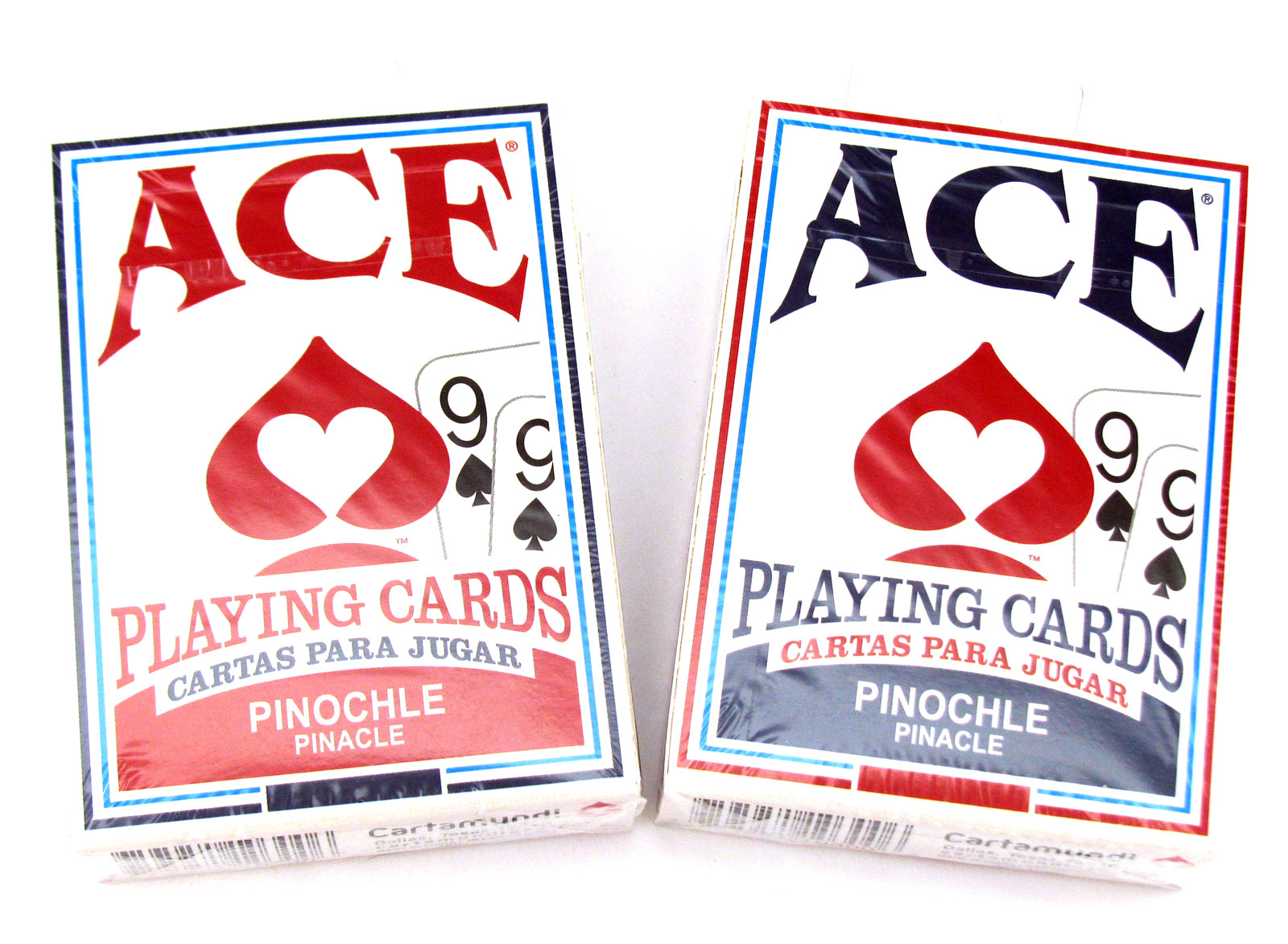 Ace Standard Size Pinochle Playing Cards 1 Red Deck and 1 Blue Deck