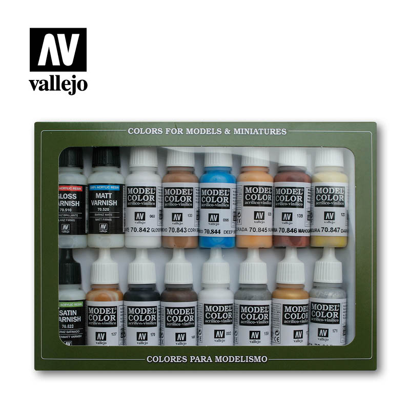 Acrylicos Vallejo Model Color 16 Bottle Paint Set Folkstone Special