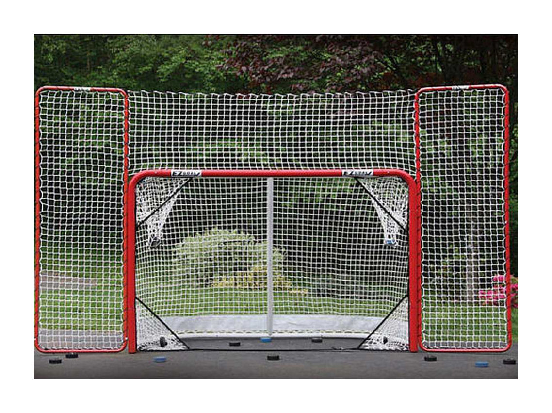 EZGoal 10' x 6' Steel Folding Hockey Goal with Backstop & Targets 67008