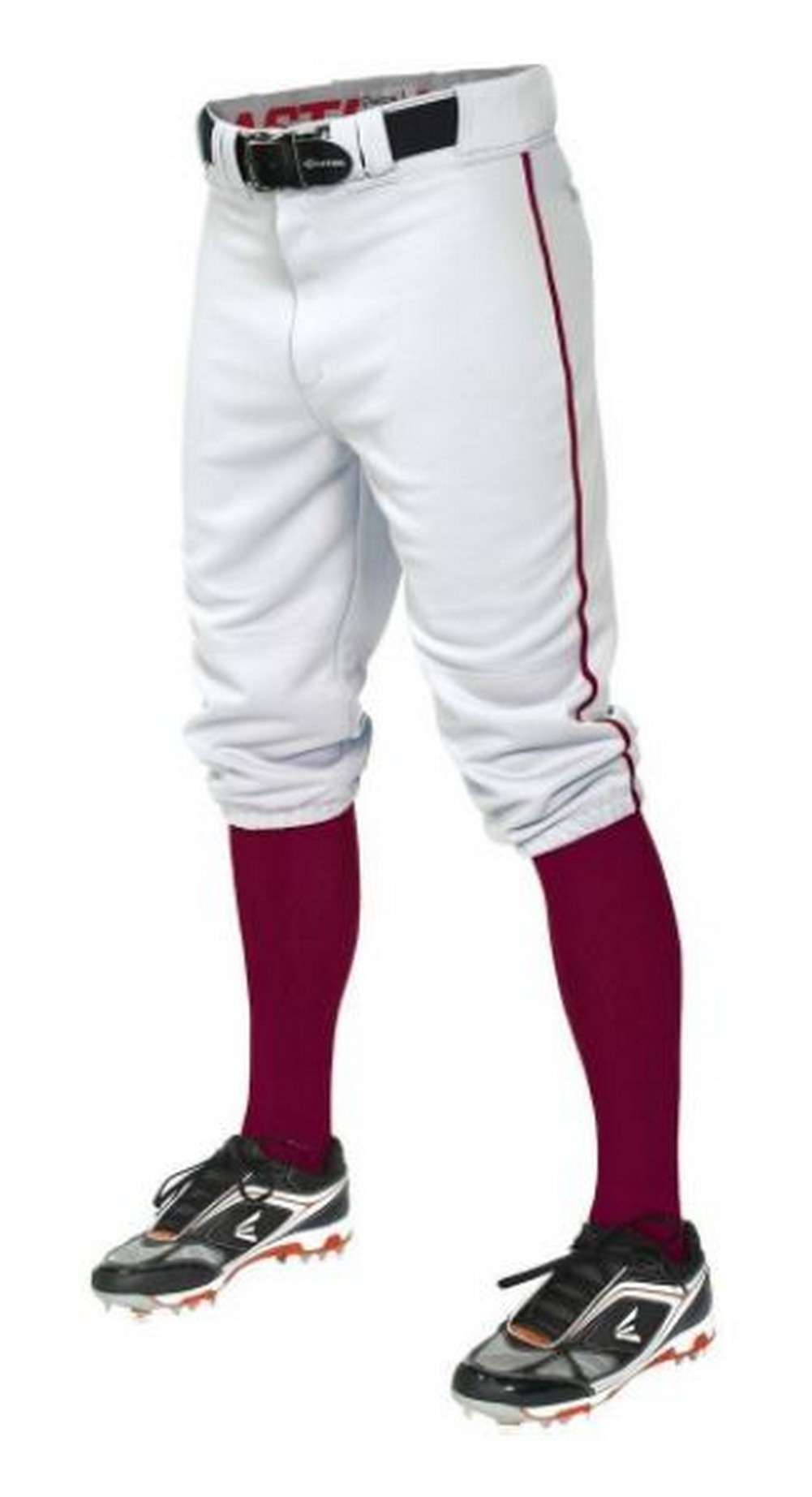 Easton Pro + Knicker Piped Baseball Pants - Men's Baseball - White/Maroon 16710502 Easton Pro + Knicker Piped Baseball Pants - Men's Baseball - White/Maroon 16710502