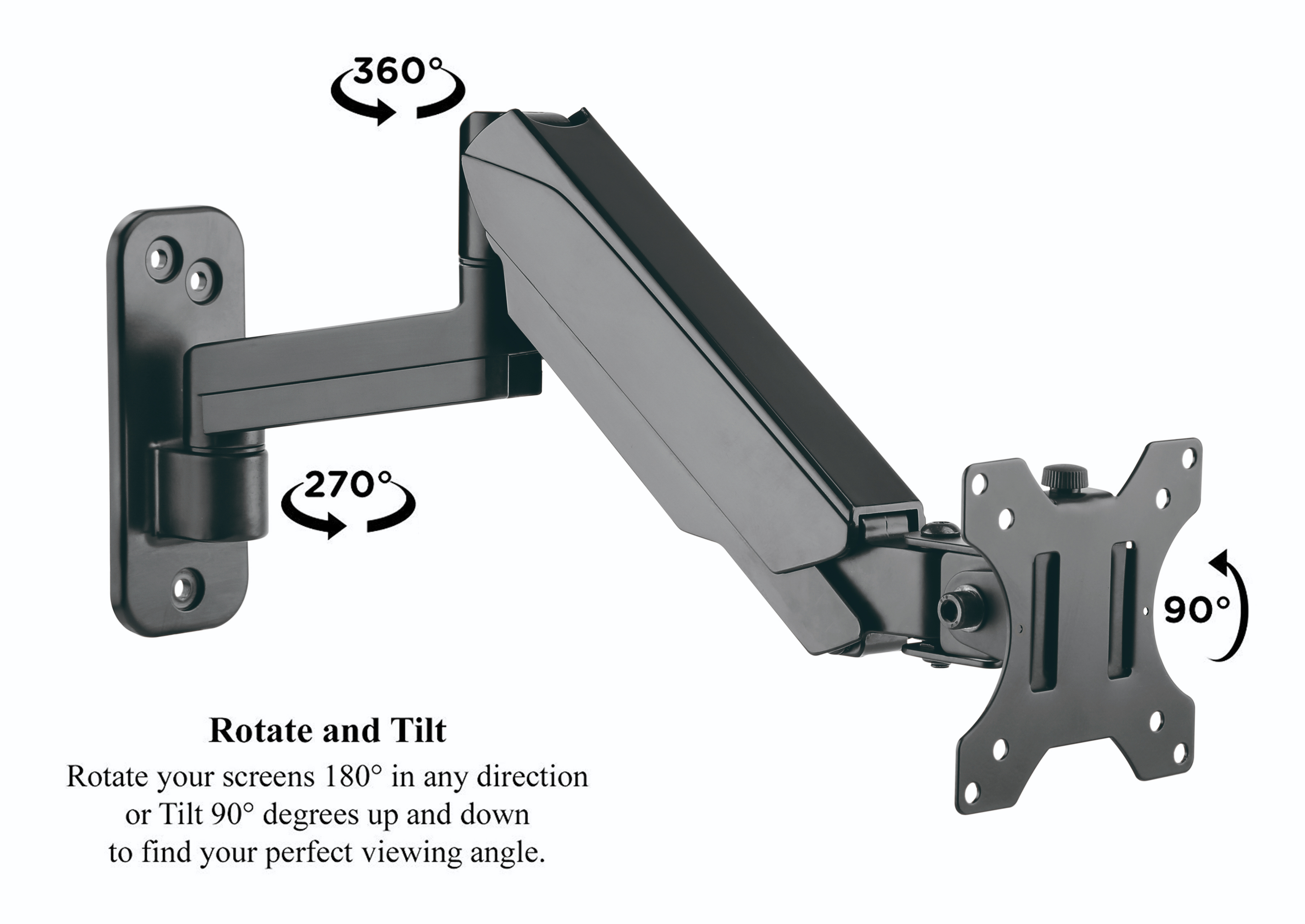 Wall Mounted Monitor Mount Height Adjustable Computer Screen Vesa Stand eBay