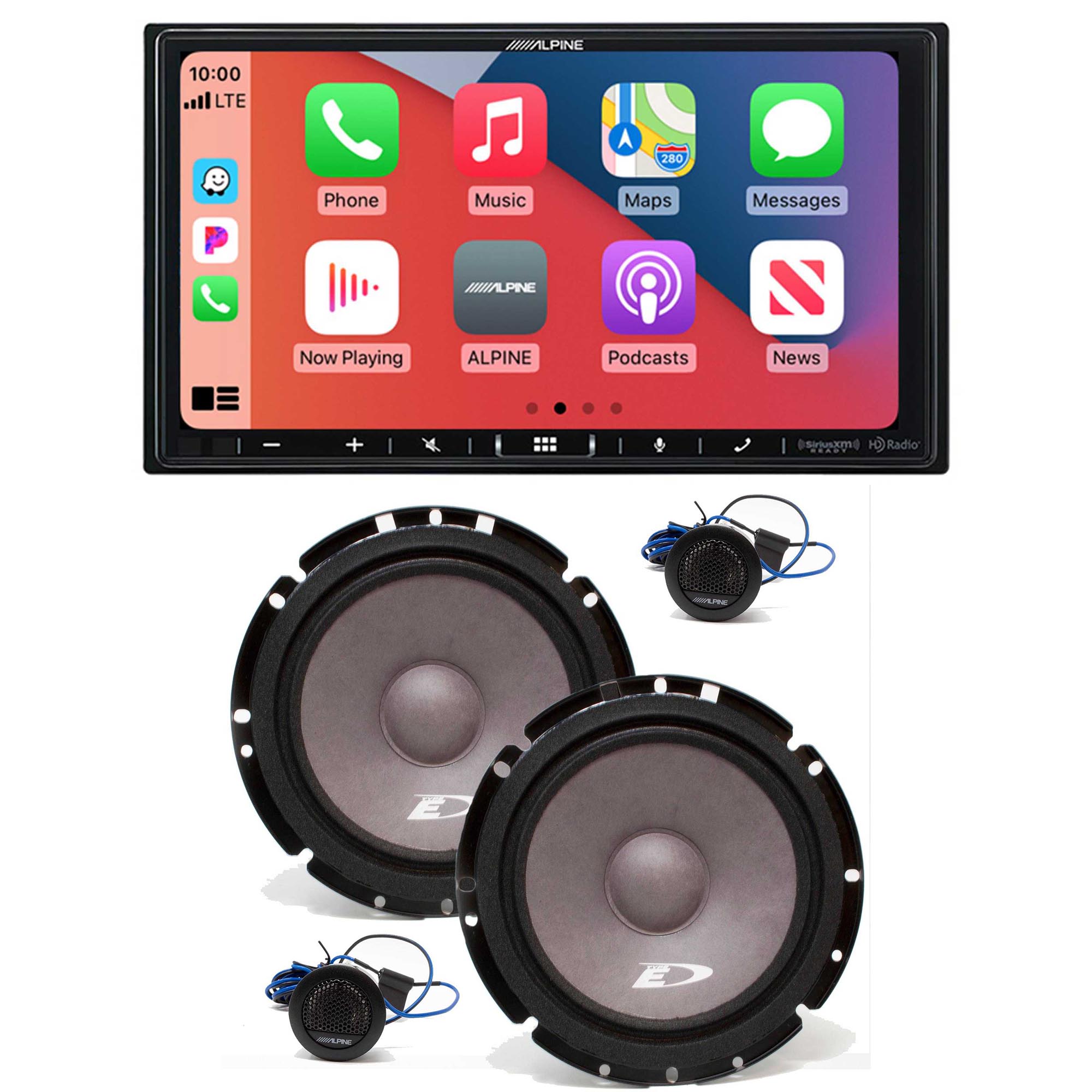 Alpine iLX-407 7-Inch Multimedia Receiver Apple Carplay and Android Auto & 1 Pair Alpine SXE-1751S 6.5