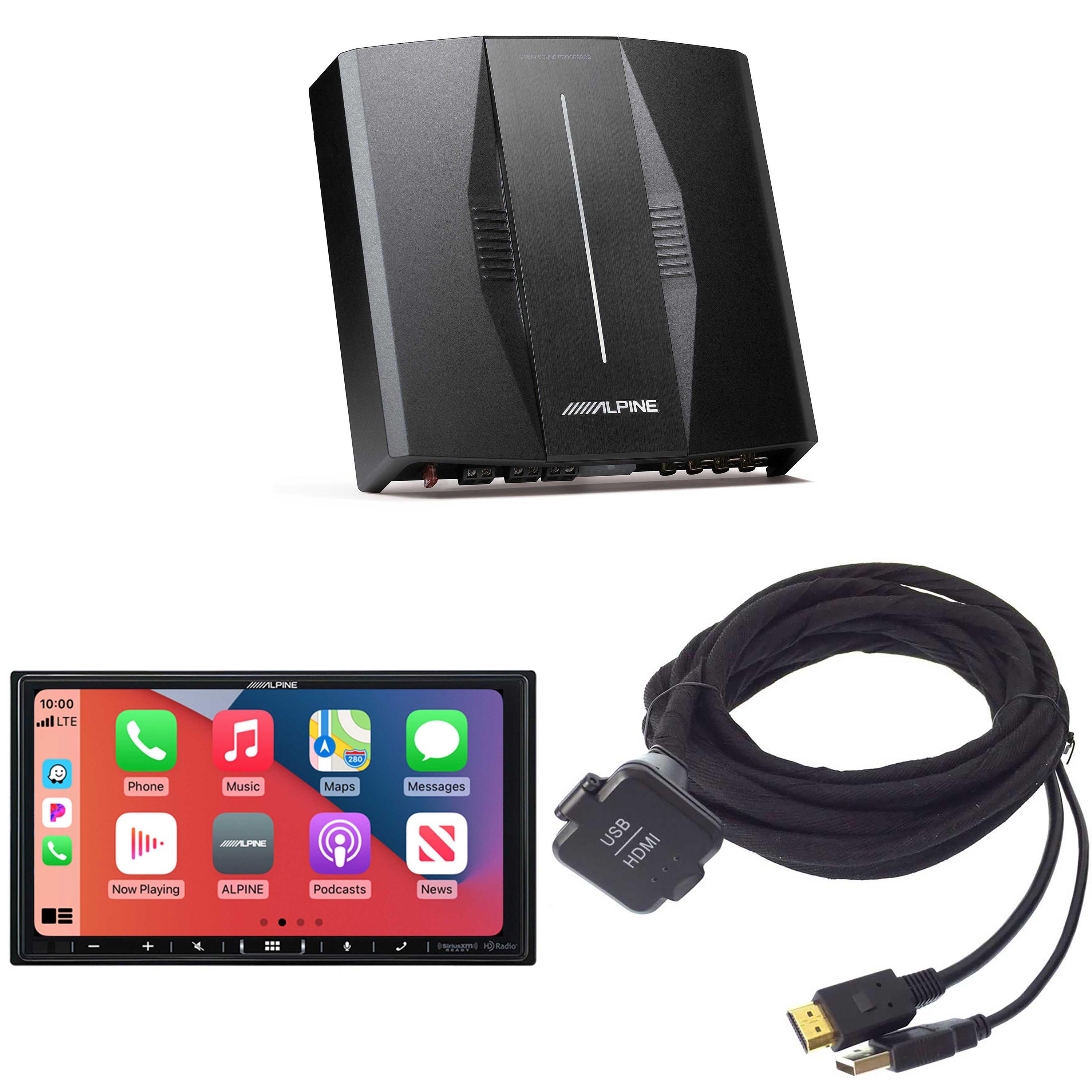 Alpine iLX-407, KCU-315UH USB / HDMI Extension Cable & PXE-C80-88 OPTIM8 8-Channel Hi-Res DSP Amp Bundle