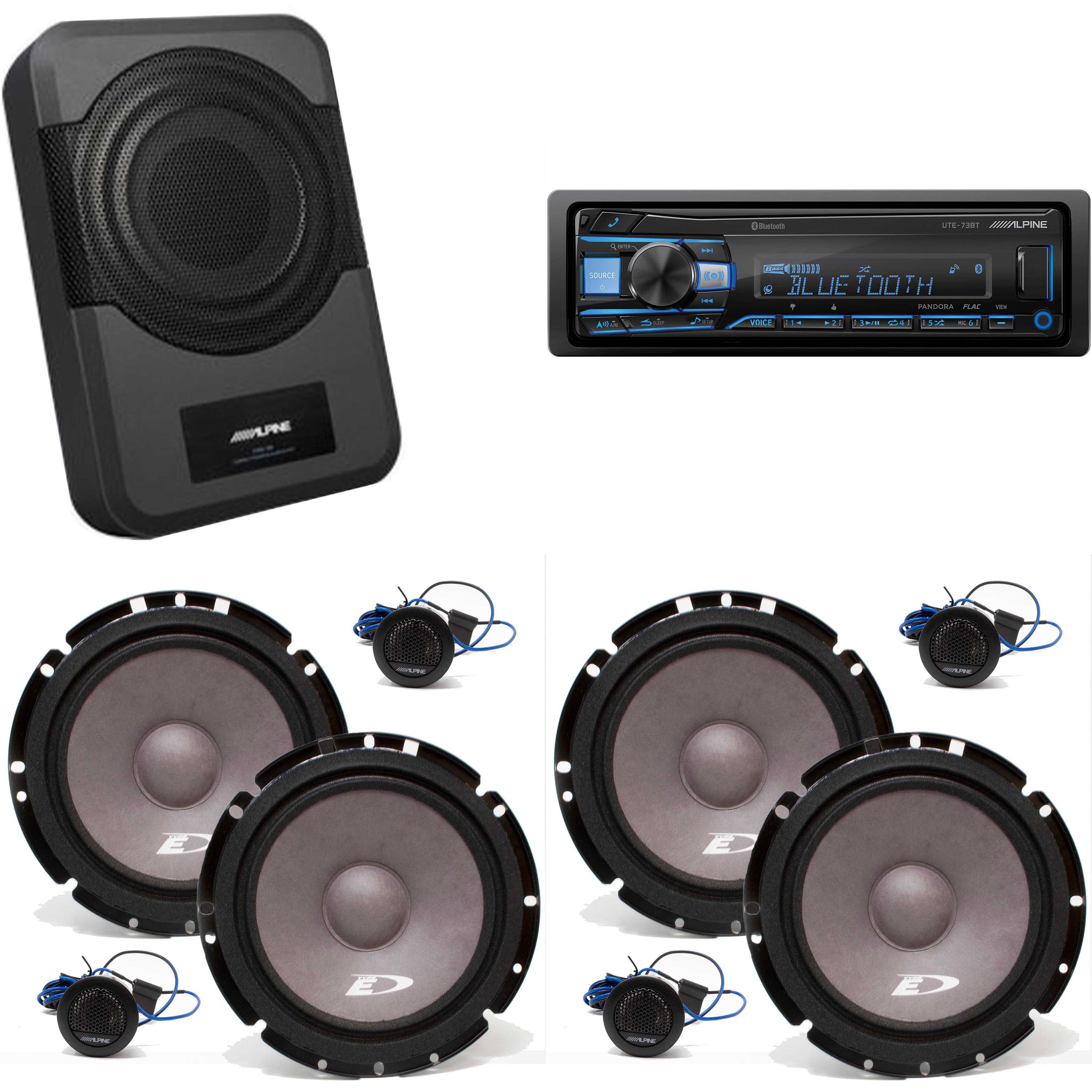 Alpine UTE-73BT Receiver, (2) SXE-1751S 6 1/2