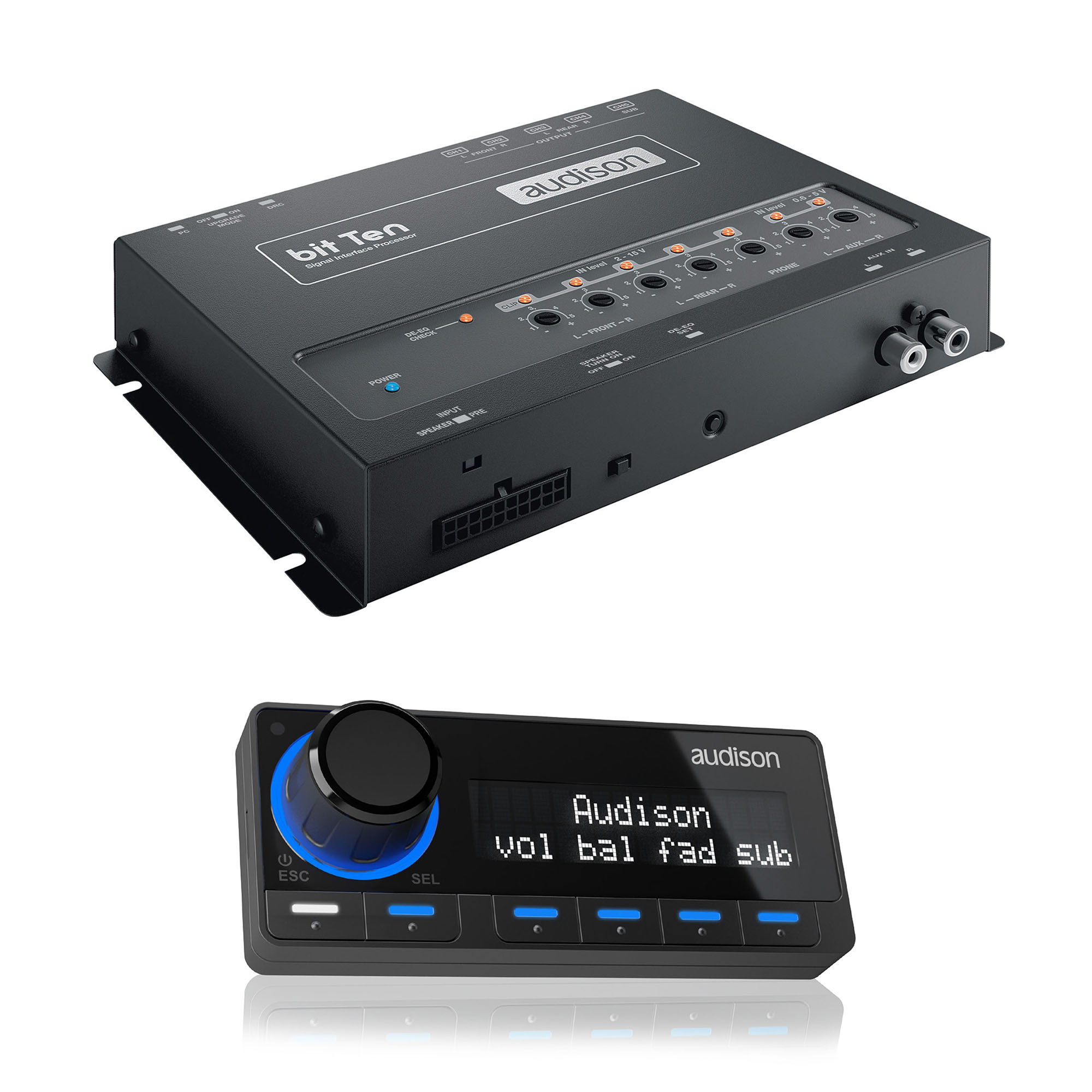 Audison bit Ten Signal Interface Processor with 4 Channels In and 5 Out with Audison DRC MP Multimedia Play Digital Remote Control