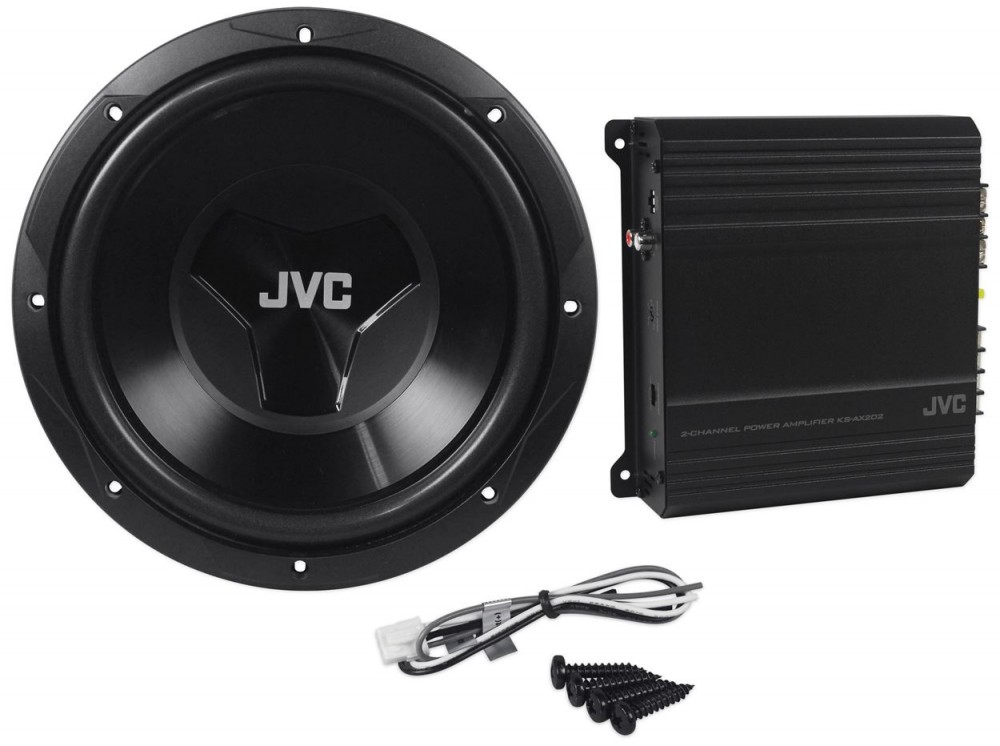 JVC CSPK202 12" DRVN Series Subwoofer 2 Channel DRVN Series Amp Package