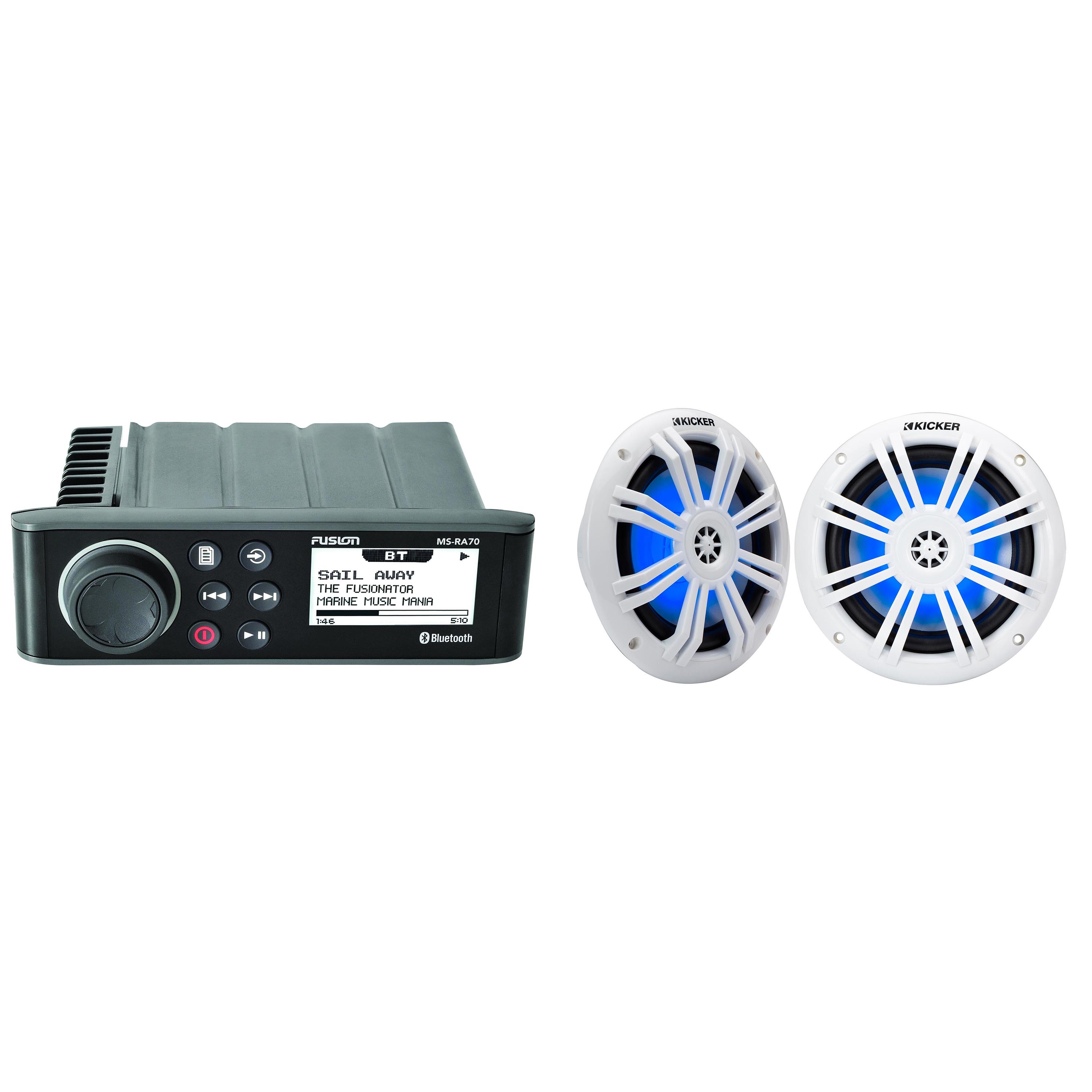 Fusion Entertainment MS-RA70 Marine Entertainment System with Bluetooth With 1 Pair 51KM604WL KM 6.5