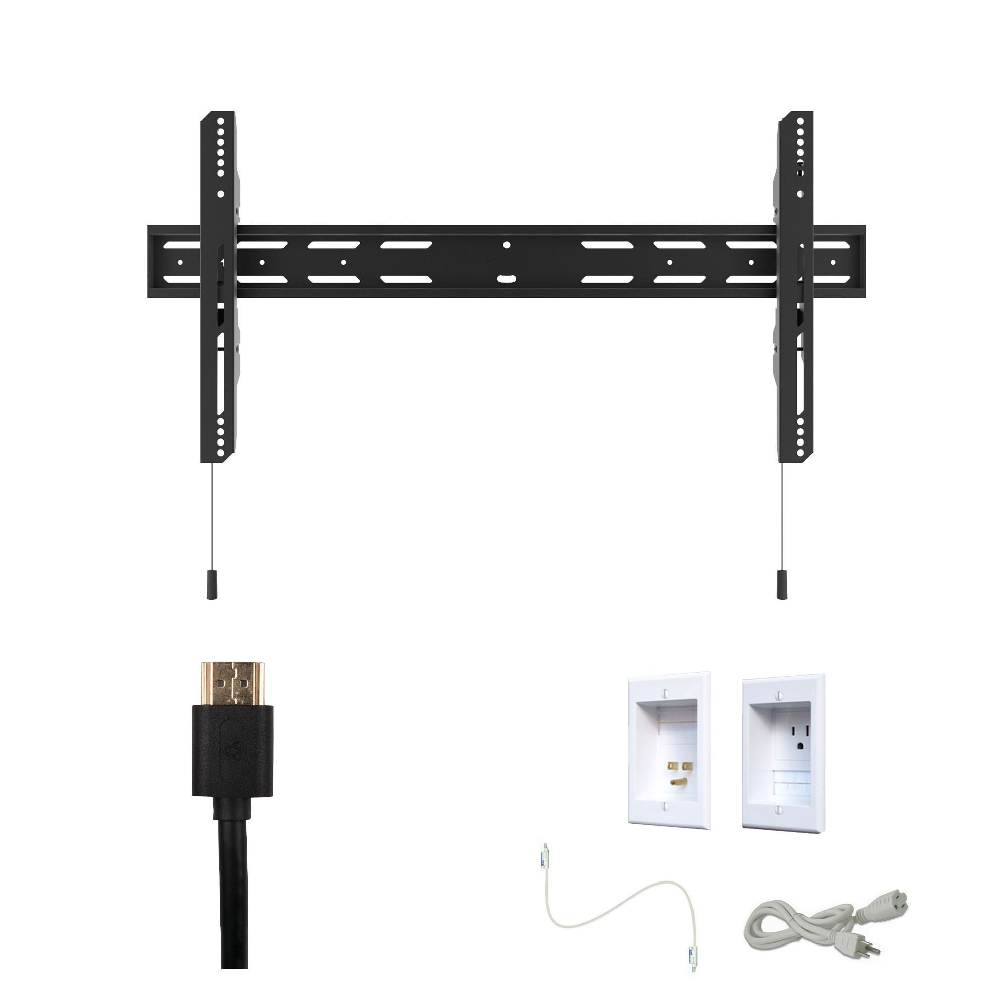Kanto PF400 Tv Mounting package W/ Single outlet thru wall power kit