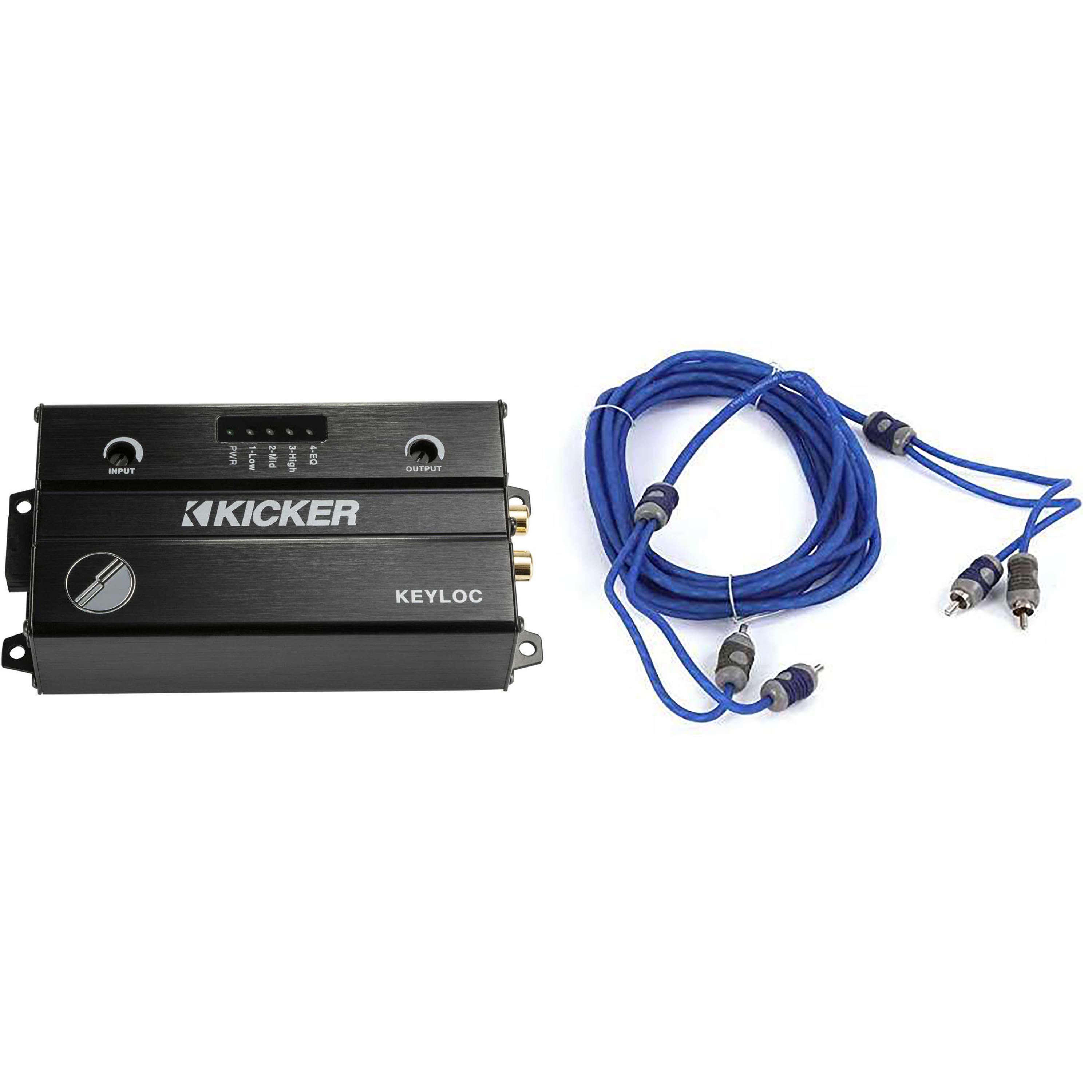 Kicker 47KEYLOC Key Series Smart Powered Line-Out Converter & 46KI24 4 Meter 2-Channel Signal Cable