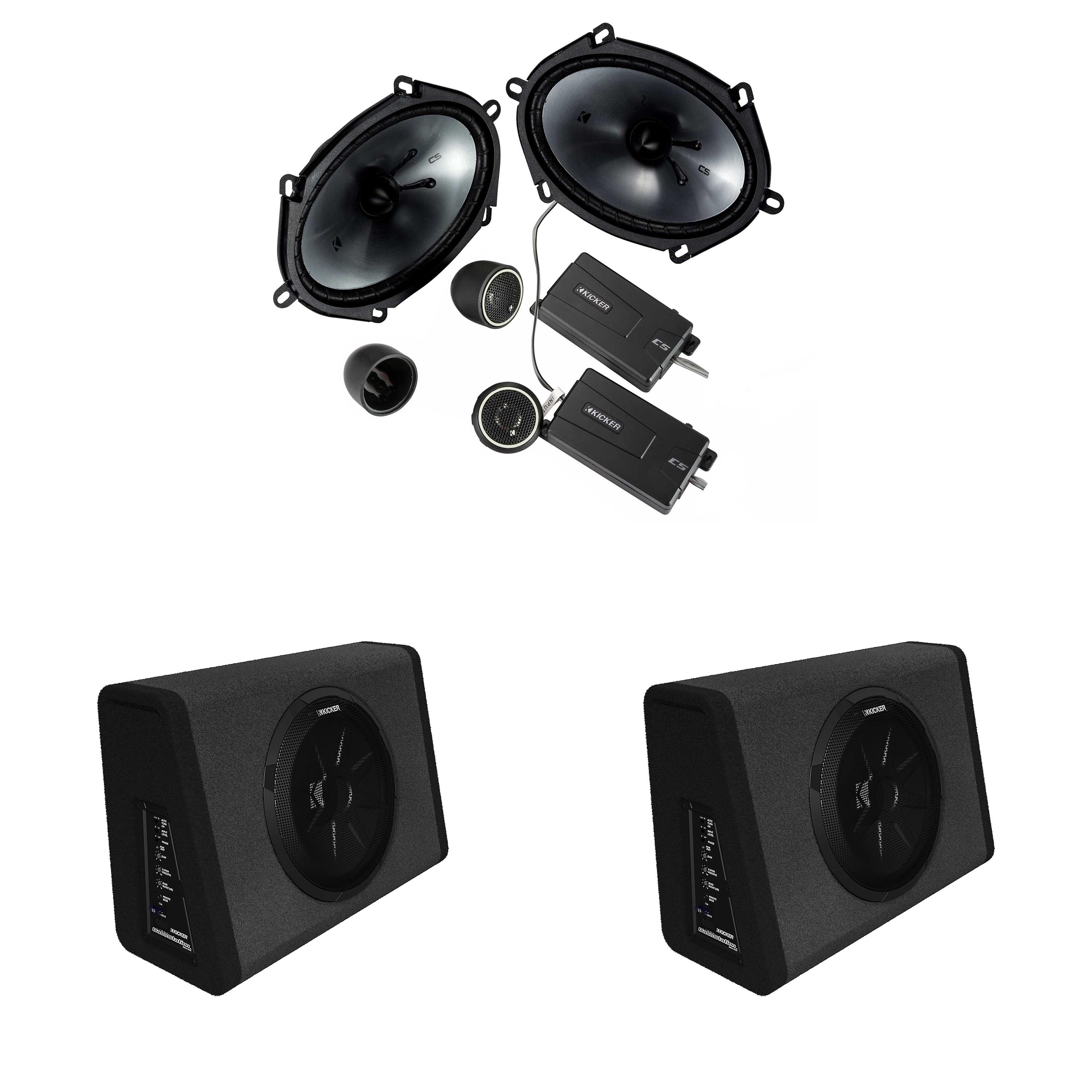 Kicker (2) 11PT250 Powered Sub Enclosure & 46CSS684 6x8