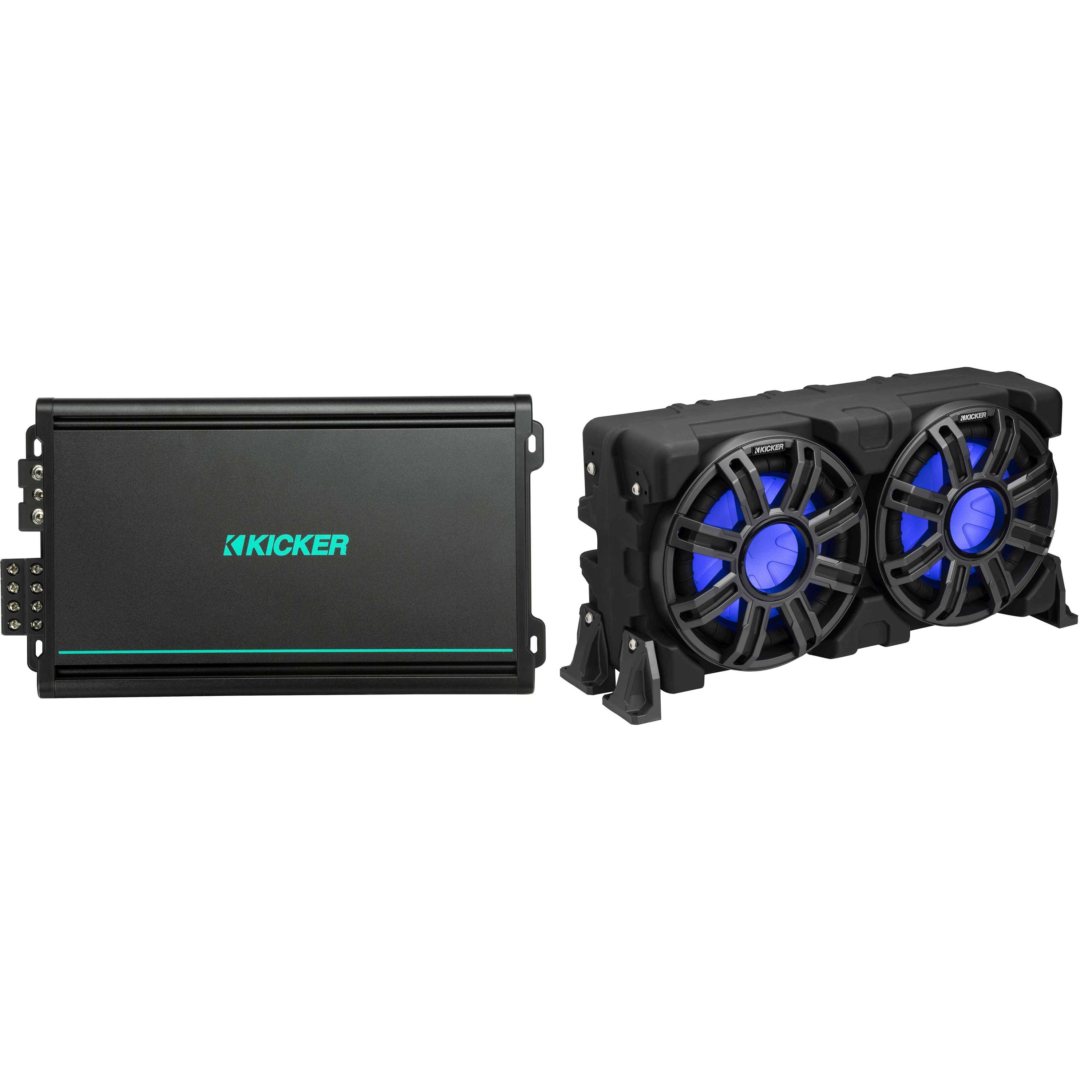 Kicker 51MWLE104 - MWE 10-Inch Loaded Premium Marine Sub Encl w/ Passive Radiator 4ohm & 48KMA6004 Marine Amp Bundle