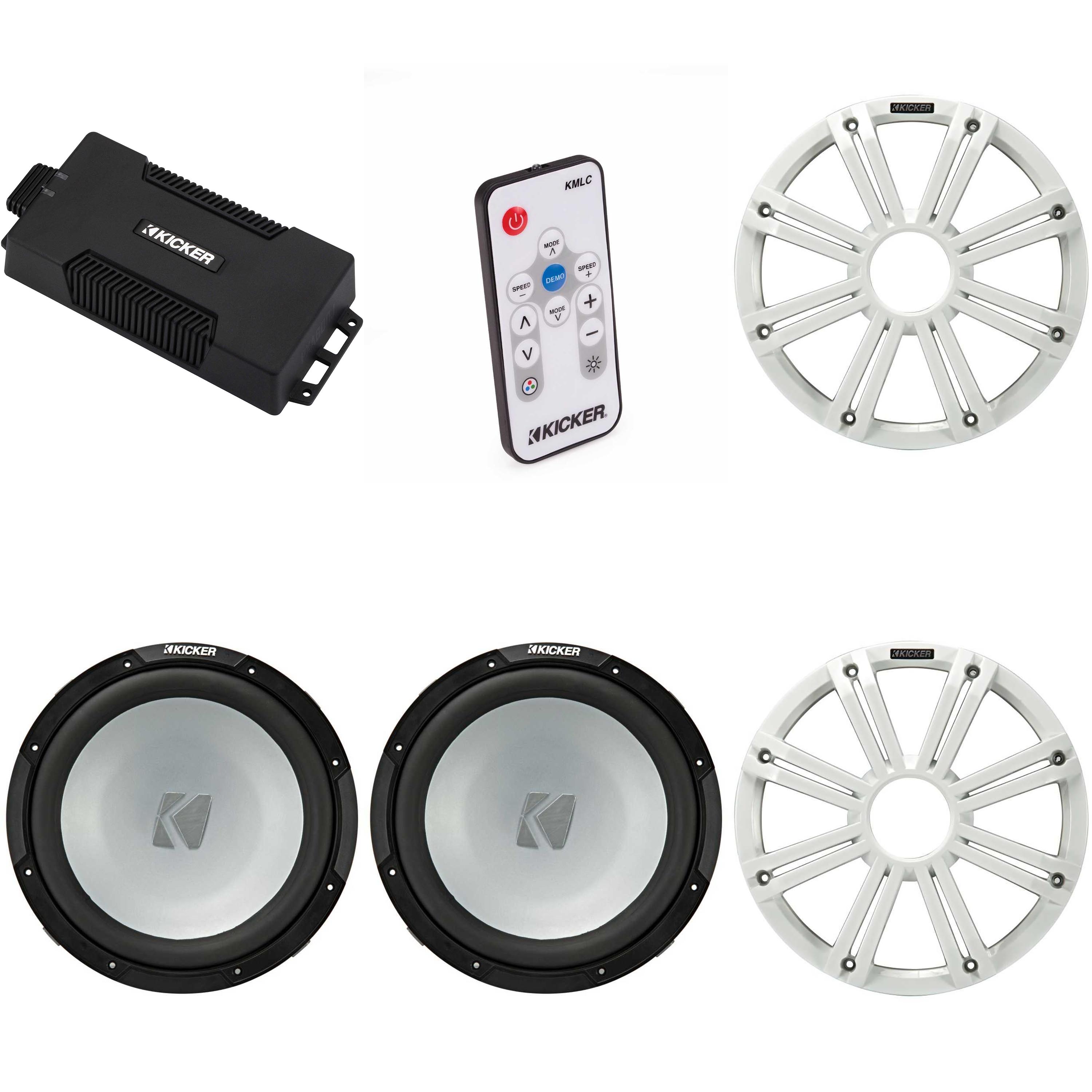 Kicker 12" Marine Subwoofer With LED Grill – 2 Ohm, For Free-Air Boat Install