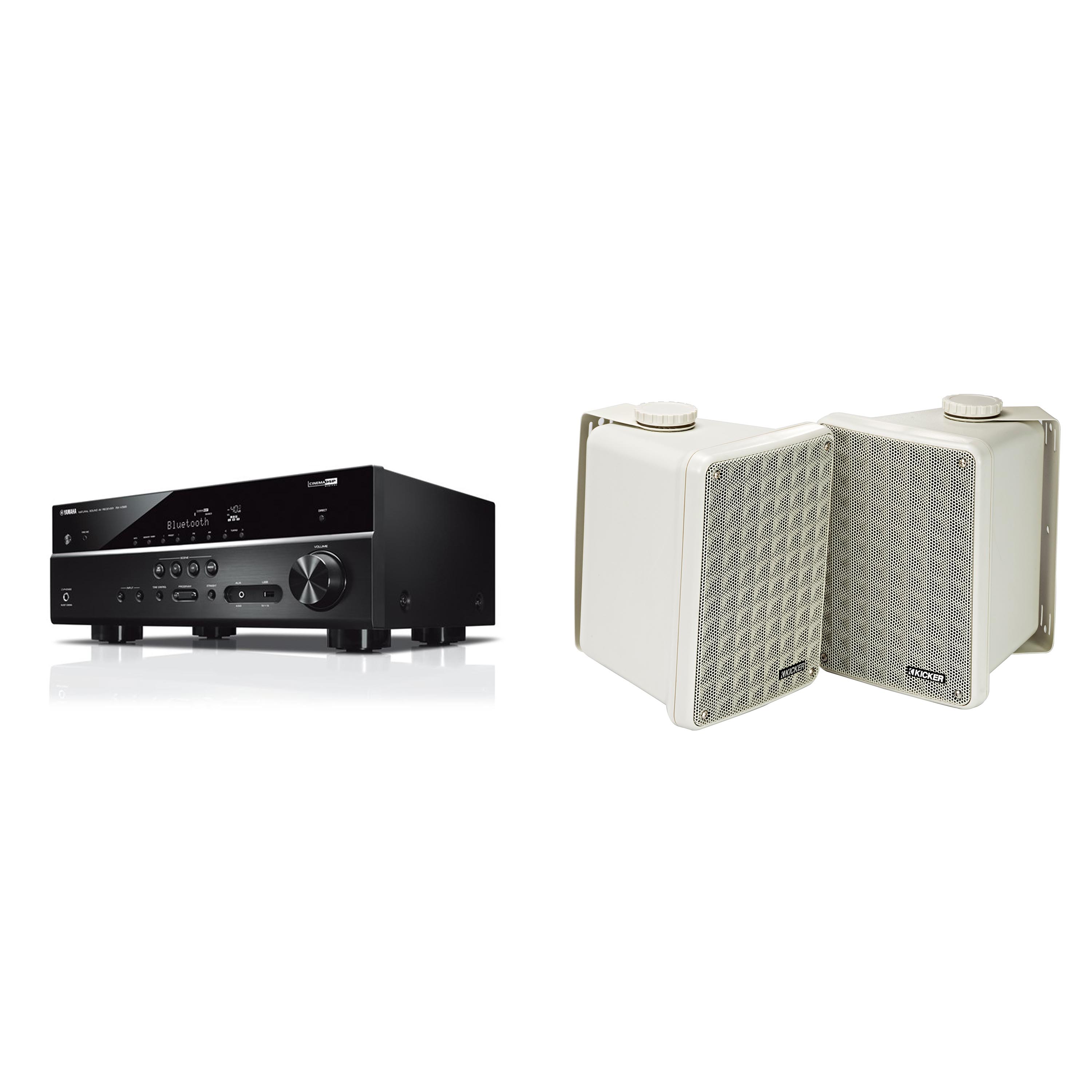 Yamaha RX-V385 5.1 Channel 4K AV Receiver w/ Kicker KB6G 2-W