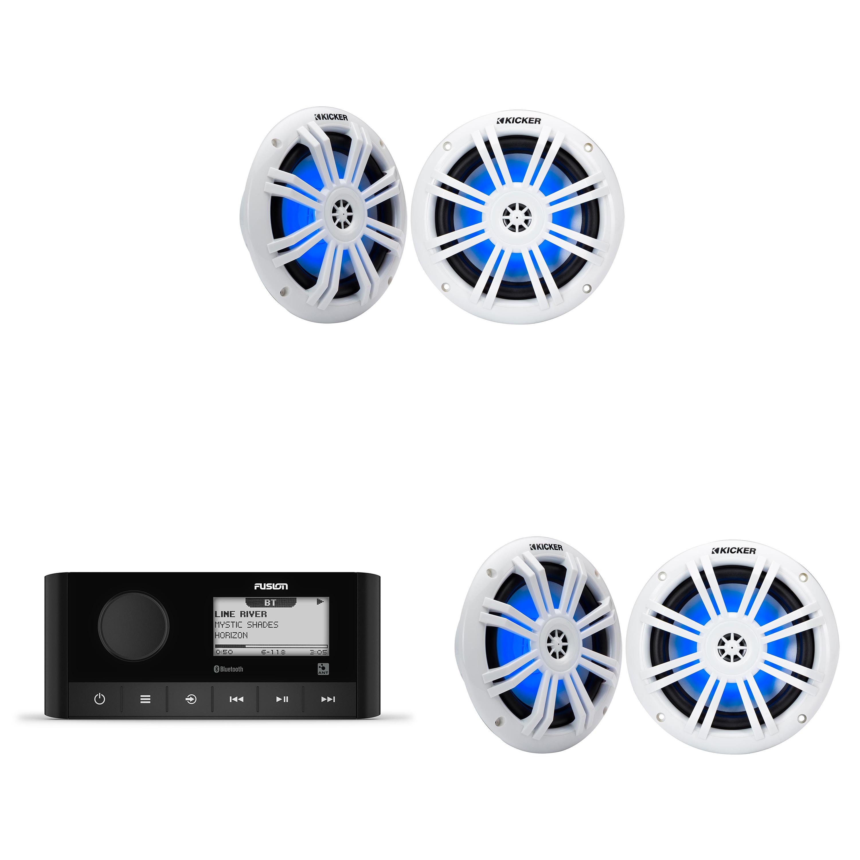 Fusion MS-RA60 Marine Stereo With Wireless Connectivity w/ (2 Pair) 51KM604WL KM 6.5