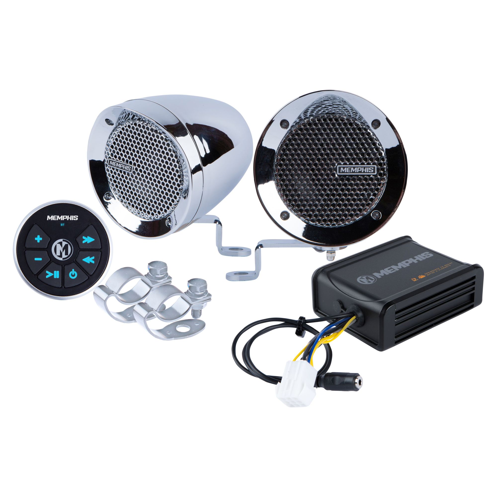 Memphis Audio MXABMC2BT Bar Mount System With Amp, Bluetooth Receiver, Chrome eBay