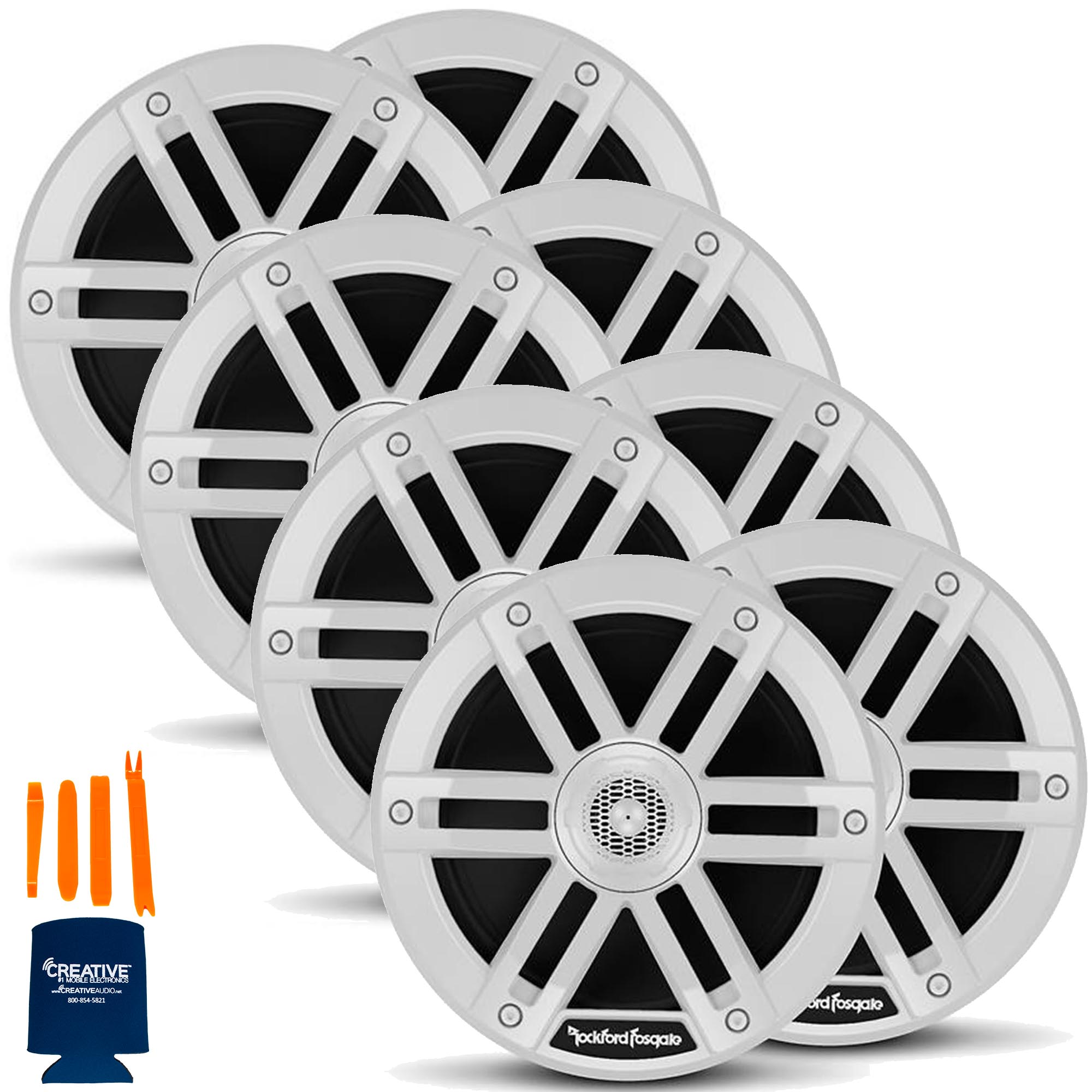 Rockford Fosgate 4 Pair M0-65 M0 Series 6.5” Marine 2-Way System- 65 Watts Rms, 250 Watts Peak, White Grilles Included