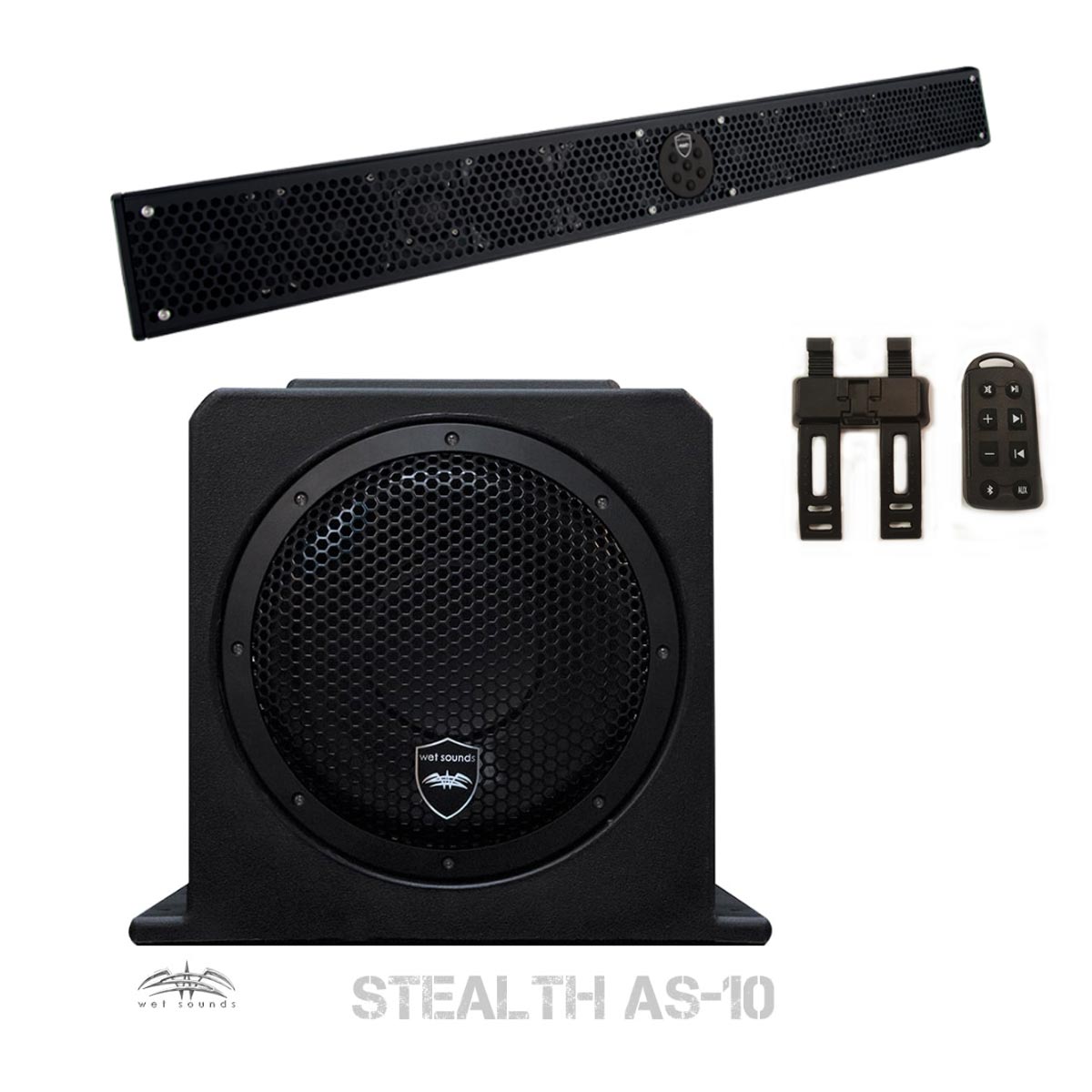 Wet Sounds Package Black Stealth 10 Ultra HD Sound Bar with Remote AS