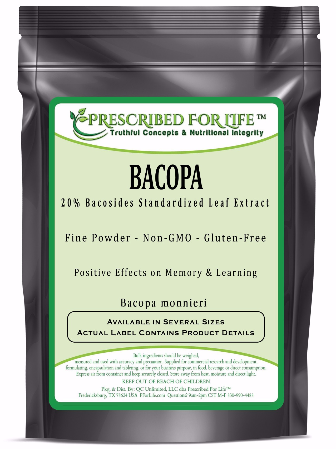 Bacopa 20 Bacosides Natural Leaf Extract Powder (Bacopa monnieri)