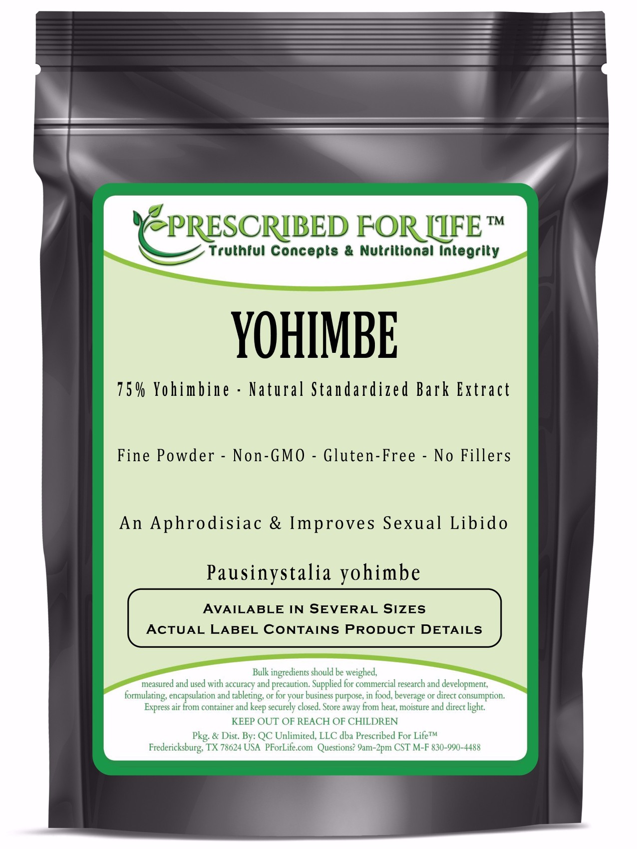 Yohimbe Natural Bark Extract Powder >75 Yohimbine Powder, 4oz(113g