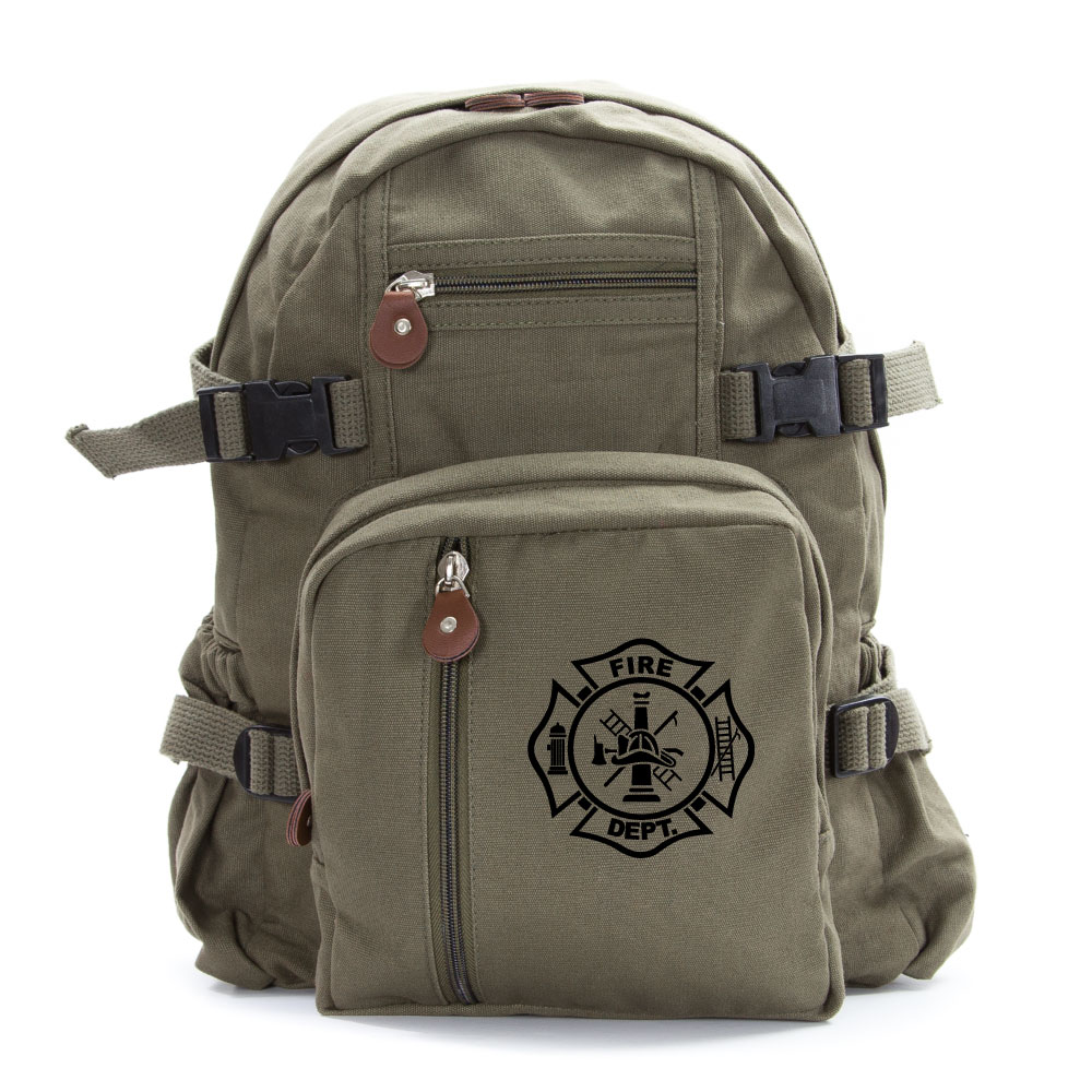 Fire Department Maltese Cross Army Heavyweight Canvas Messenger Shoulder Bag in Black /& Red