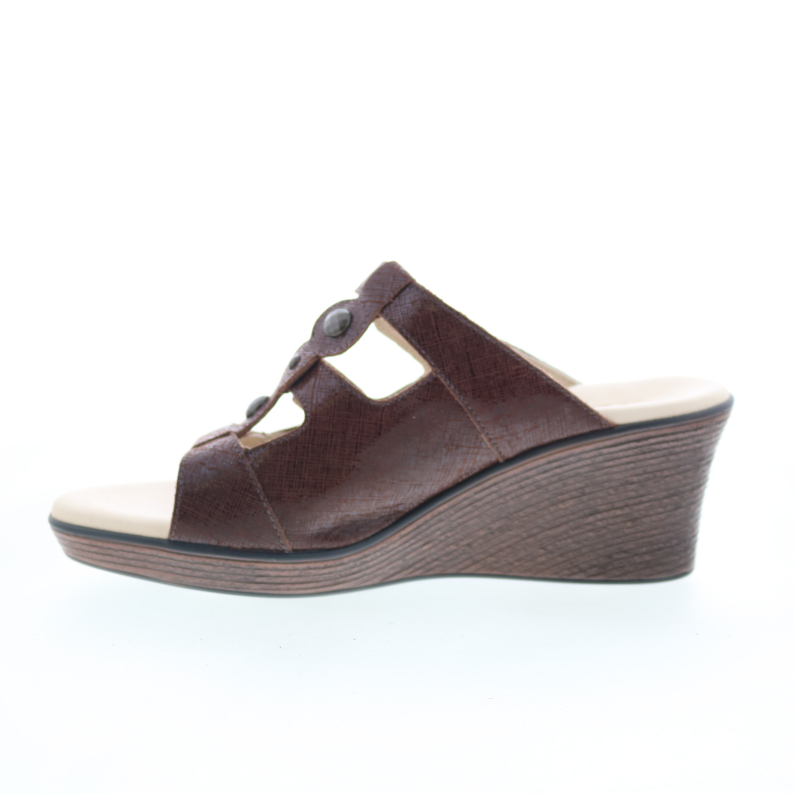 SAS Ginger 3100-655 Womens Brown Wide Leather Strap Wedges Sandals Shoes - Picture 3 of 8