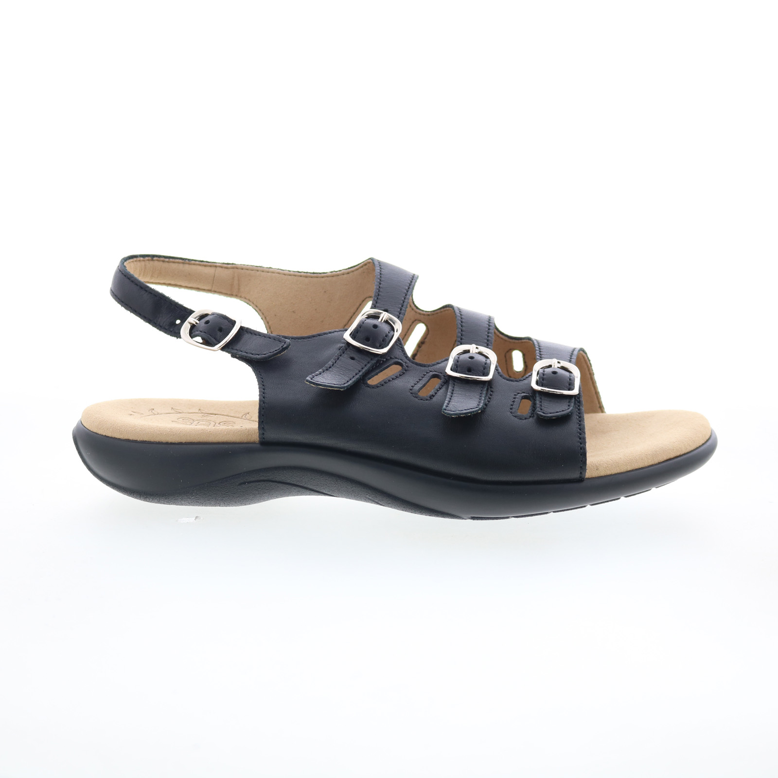 SAS Mystic 30-013 Womens Black Wide Leather Slingback Sandals Shoes - Picture 2 of 8