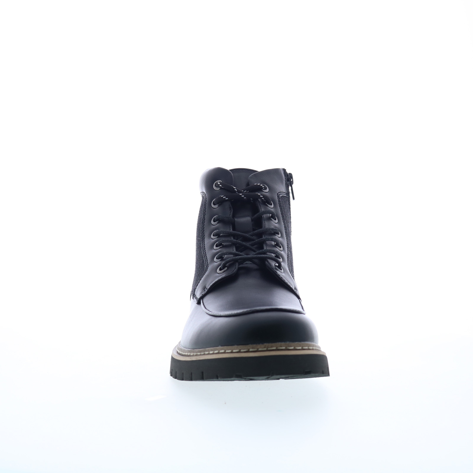 Steve Madden P-Bri Mens Black Leather Lace Up Casual Dress Boots