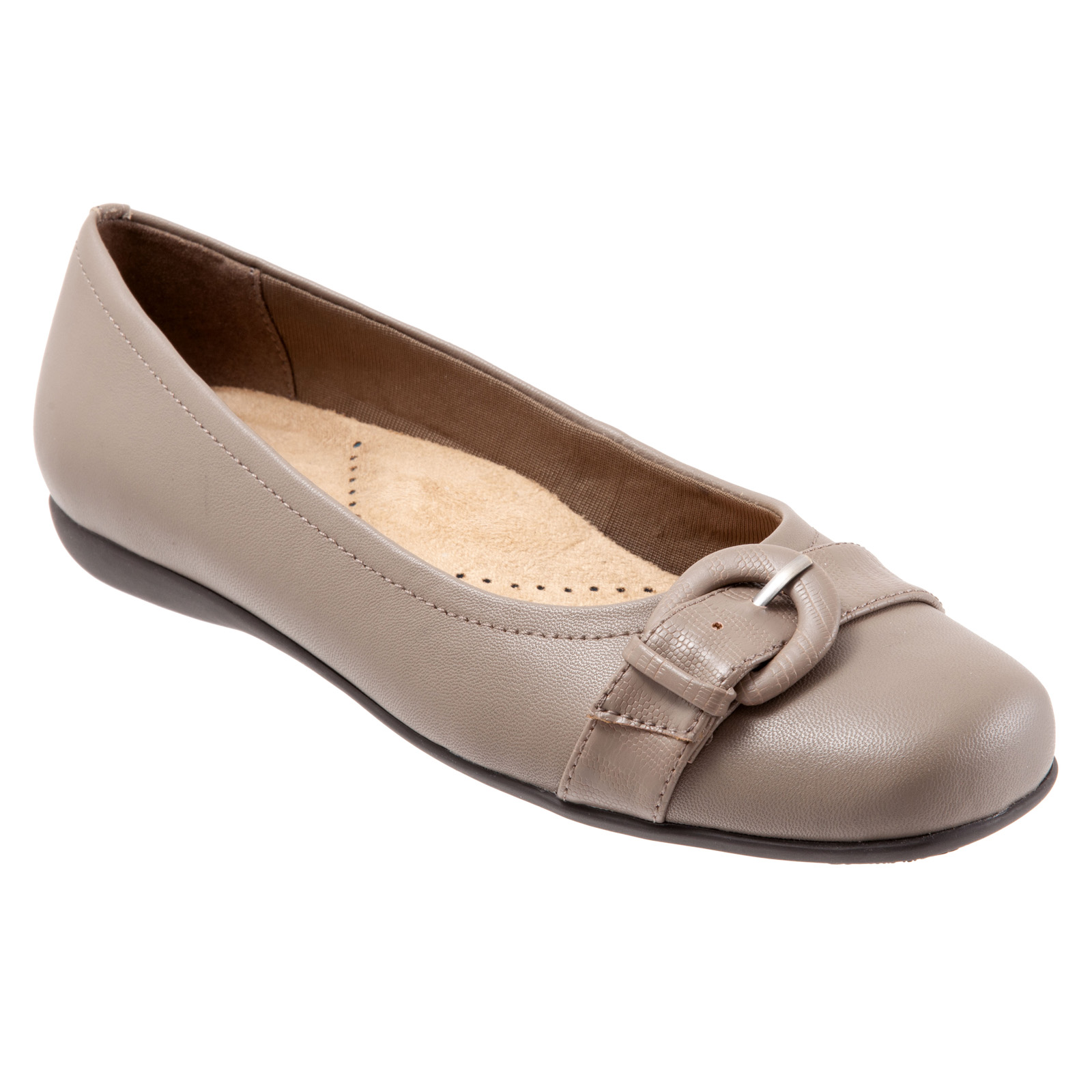 Trotters Sylvia T2166-117 Womens Gray Extra Wide Leather Ballet