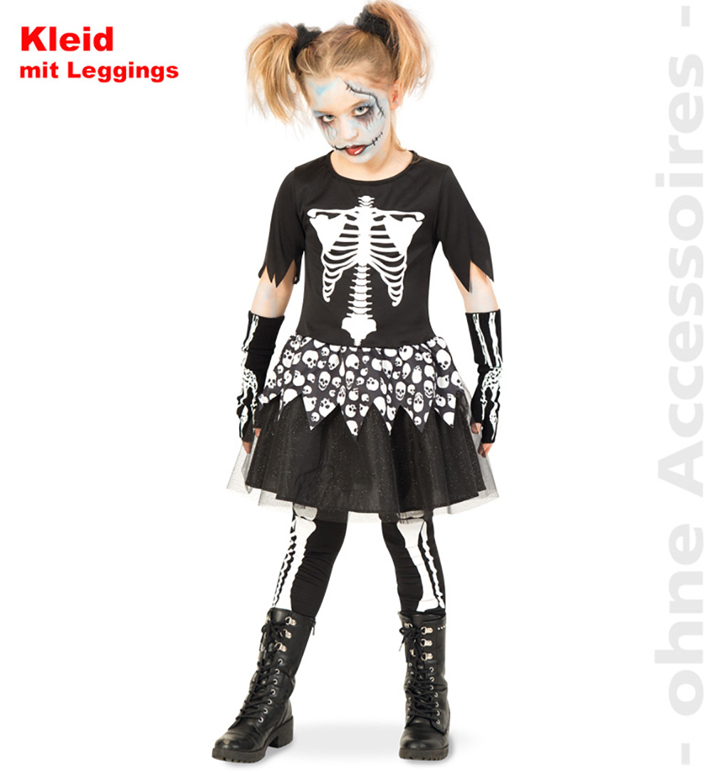 Ragazza scheletro OSSA Multicolore Costume bambino per bambini Halloween