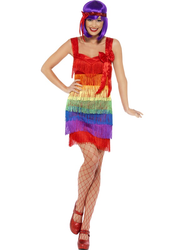 Rainbow Flapper Fransenkleid Kostum Damen Grosse S 20er Jahre Charleston Ebay