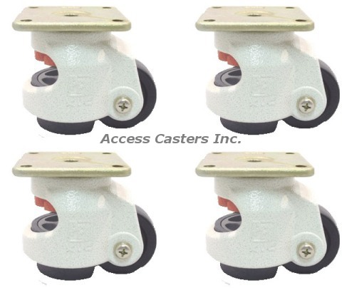 Set of 4 3/" Nylon Wheel Leveling Caster with Hexagon Top Plate
