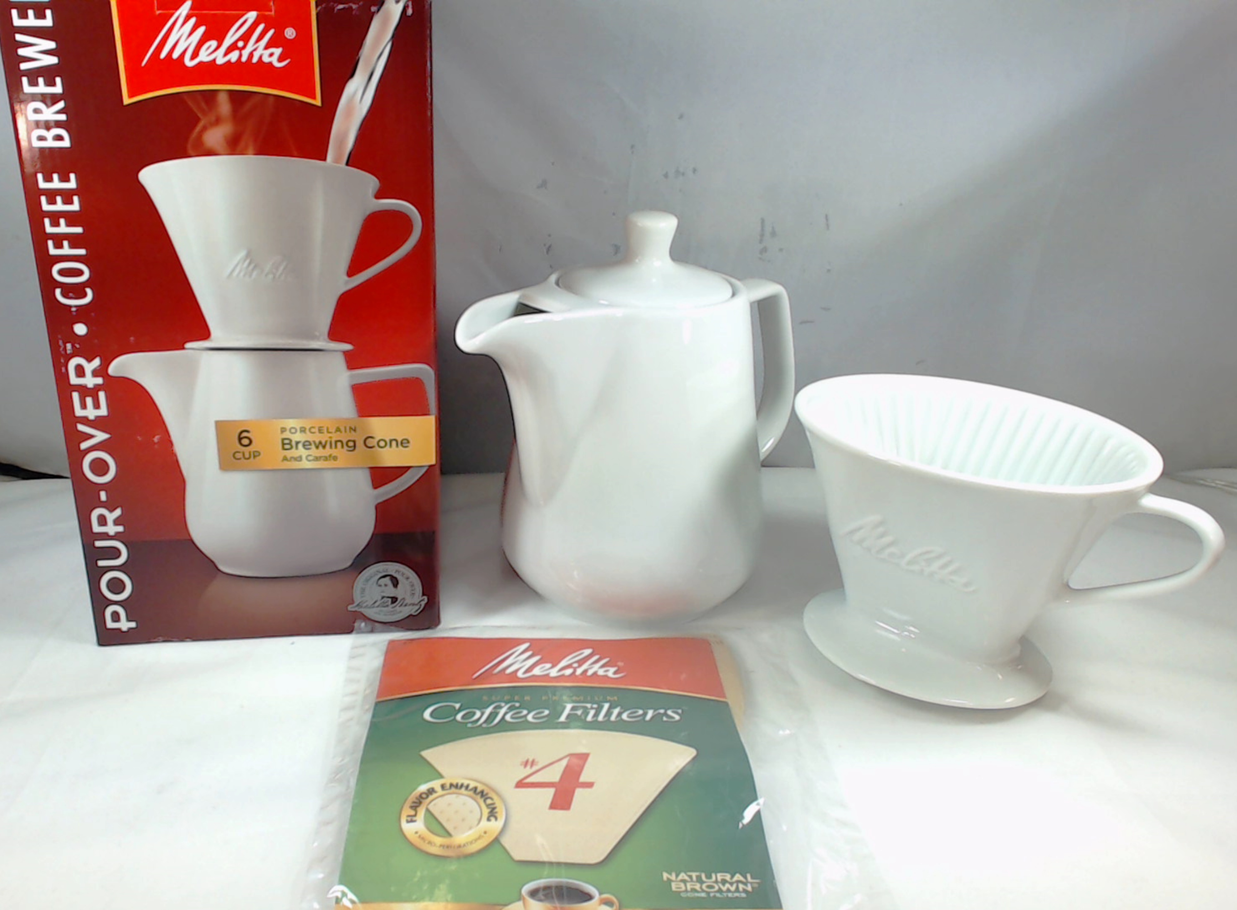 Melitta 640476 6 Cup Pour Over Coffee Brewer Porcelain Brewing Cone And Carafe Melitta 640476 6 Cup Pour Over Coffee Brewer Porcelain Brewing Cone And Carafe