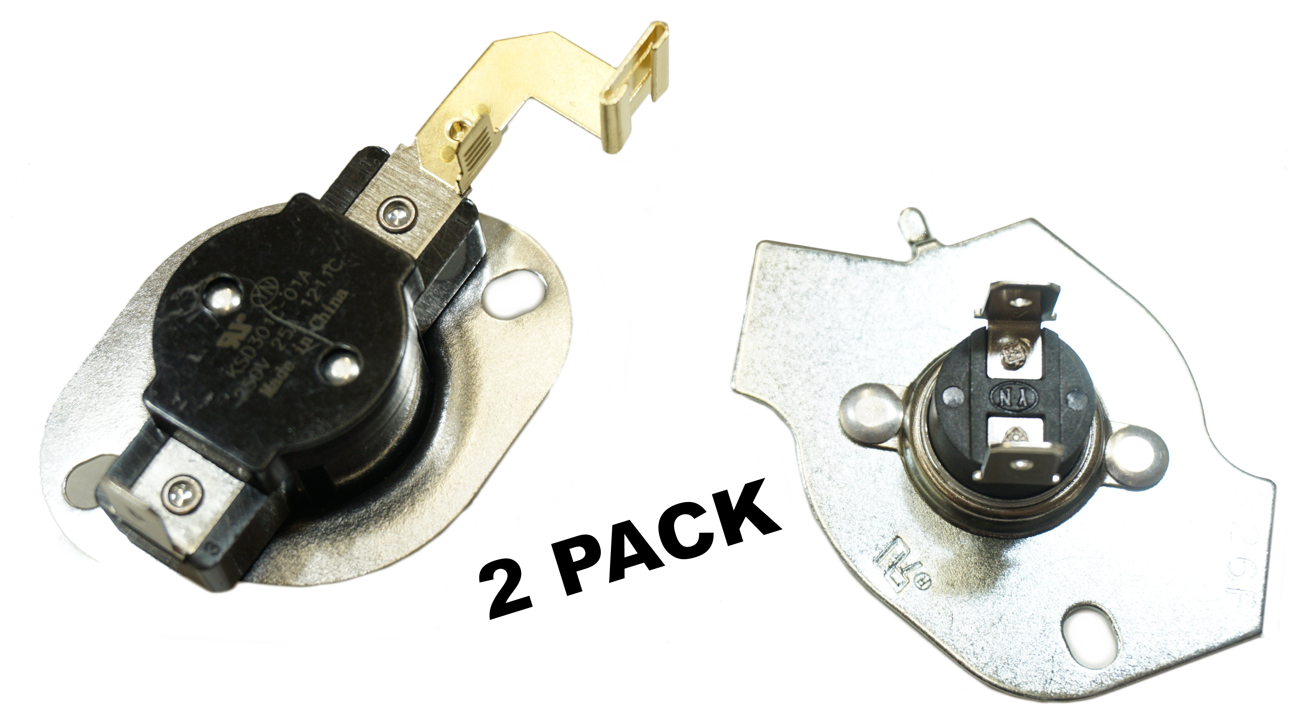 2 Pk, Clothes Dryer Thermostat Kit for Whirlpool, Kenmore, 3977767 and