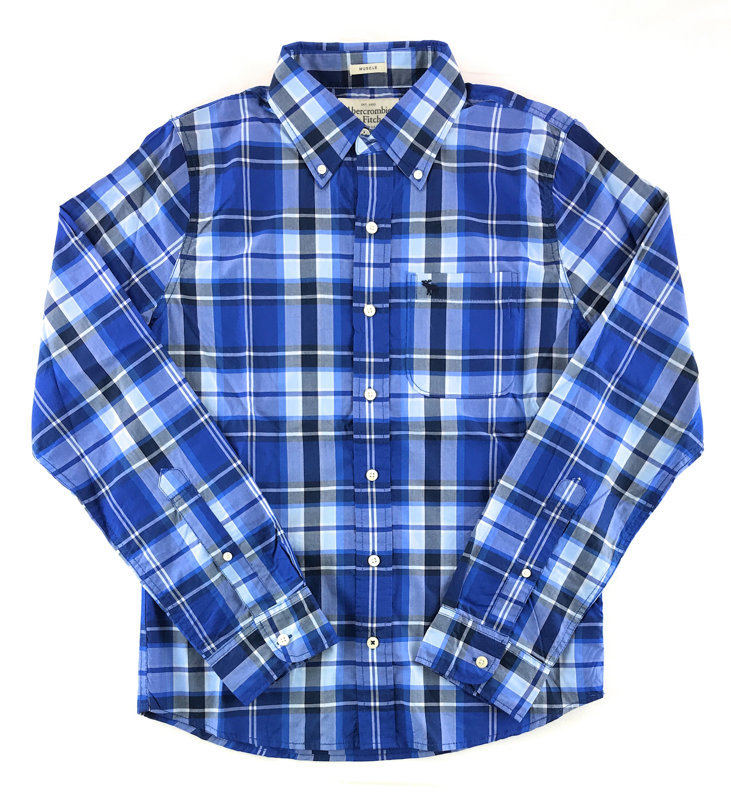 Abercrombie And Fitch Mens Long Sleeve Plaid Woven Shirt Button Front Cotton Ebay