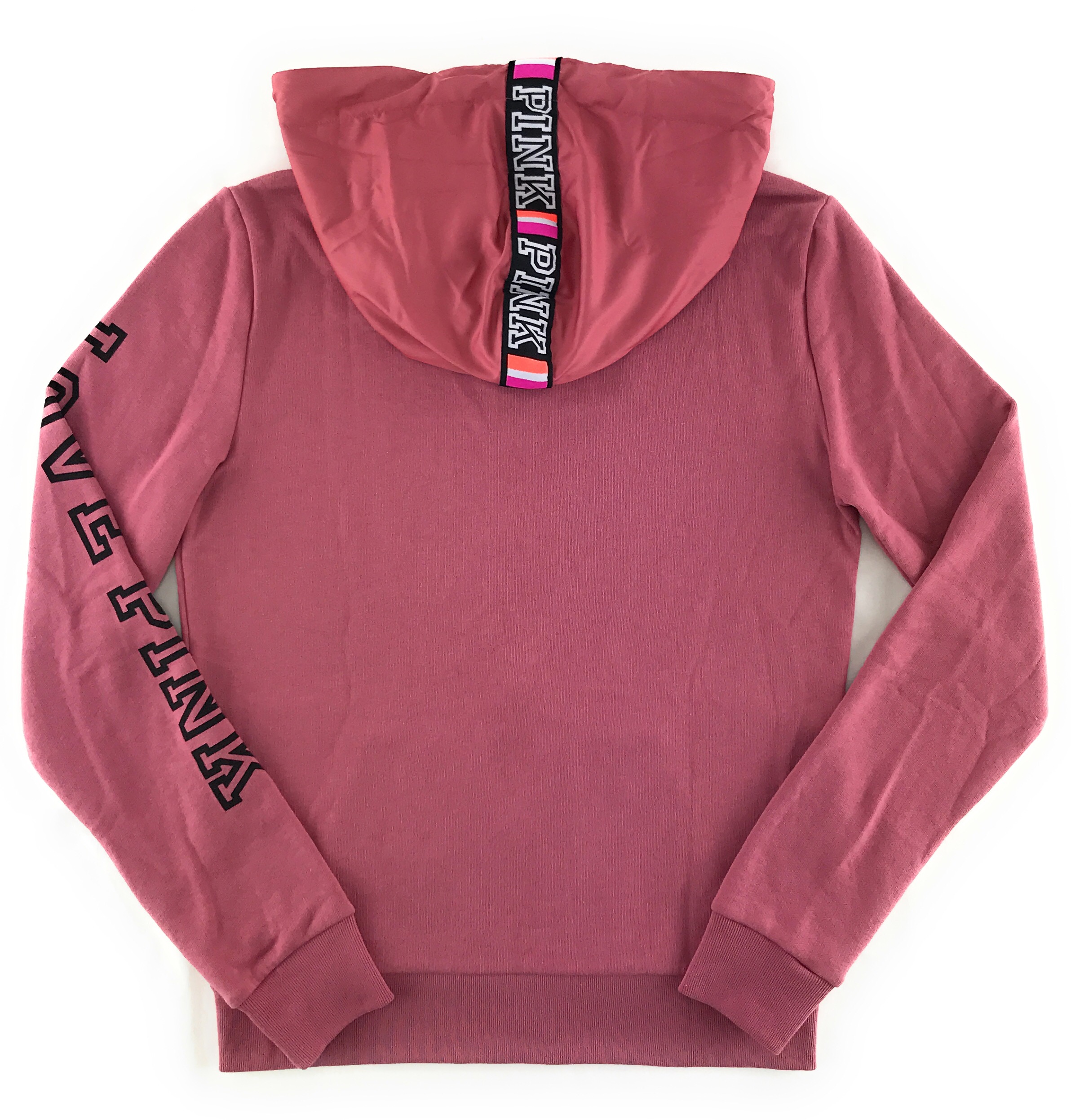 VICTORIA'S SECRET LOVE PINK HOODIE PERFECT FULL ZIP HOOD LOGO STRIPE ...