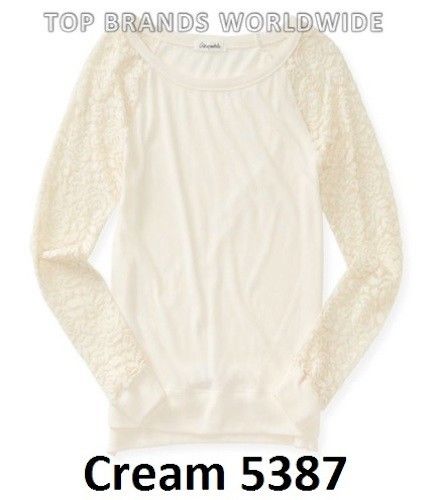 AEROPOSTALE WOMENS LONG SLEEVE T-SHIRT AERO LOGO GLITTER HOODIE V-NECK CREW NWT - Picture 8 of 19